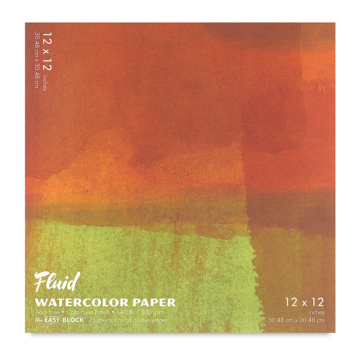 Fluid Easy-Block Watercolor Paper Block - 12" x 12", 15 Sheets