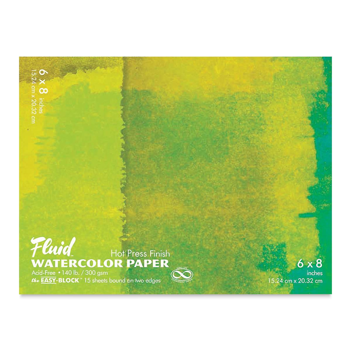 Fluid Easy-Block Watercolor Paper Block - 6" x 8", Hot Press, 15 Sheets