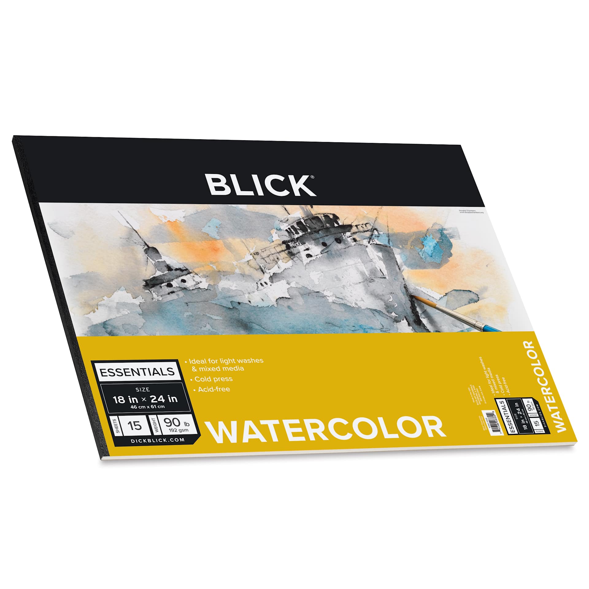 Blick Essentials Watercolor Pad - 18" x 24", 90 lb, Tapebound, 15 Sheets