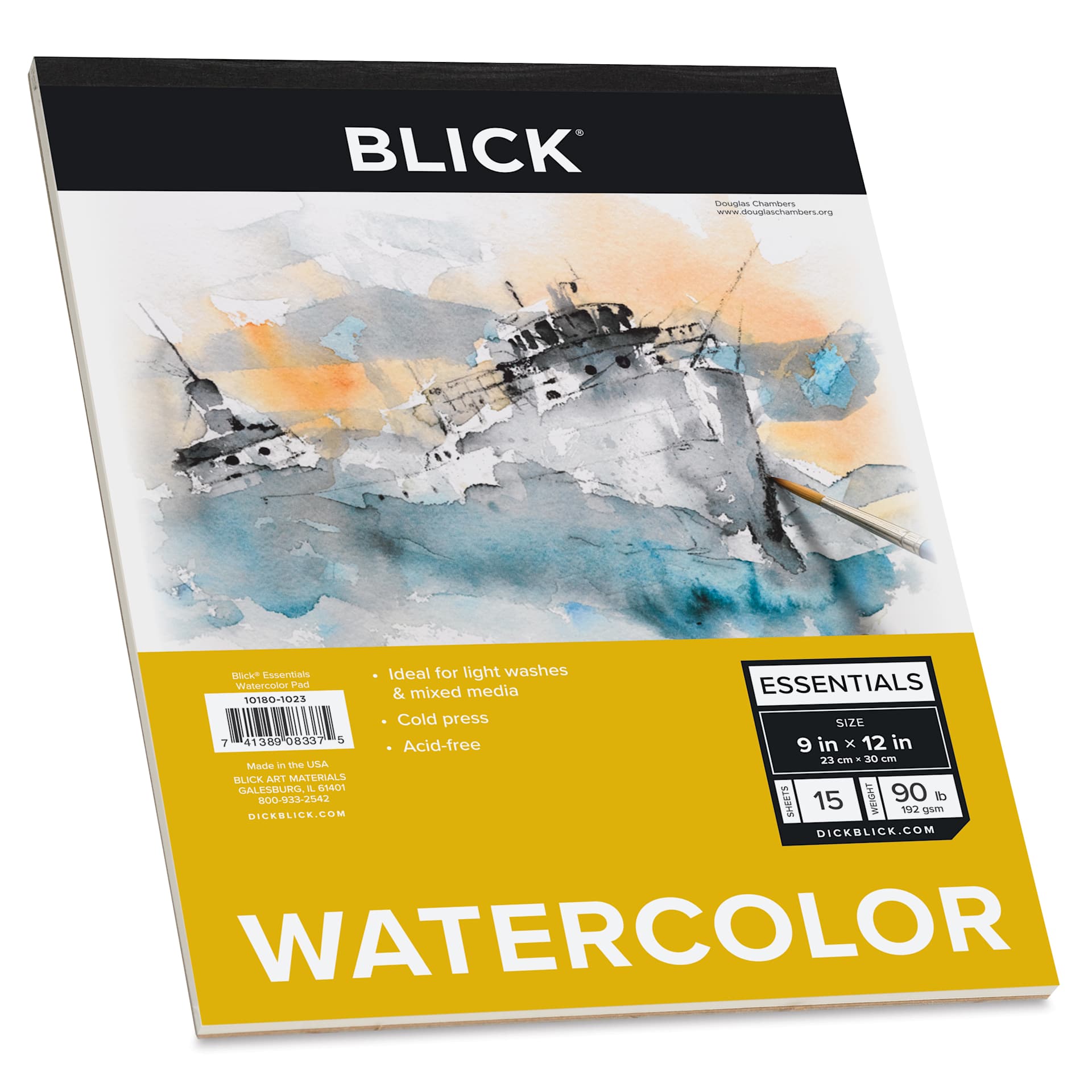 Blick Essentials Watercolor Pad - , 9" x 12", 90 lb, Tapebound, 15 Sheets