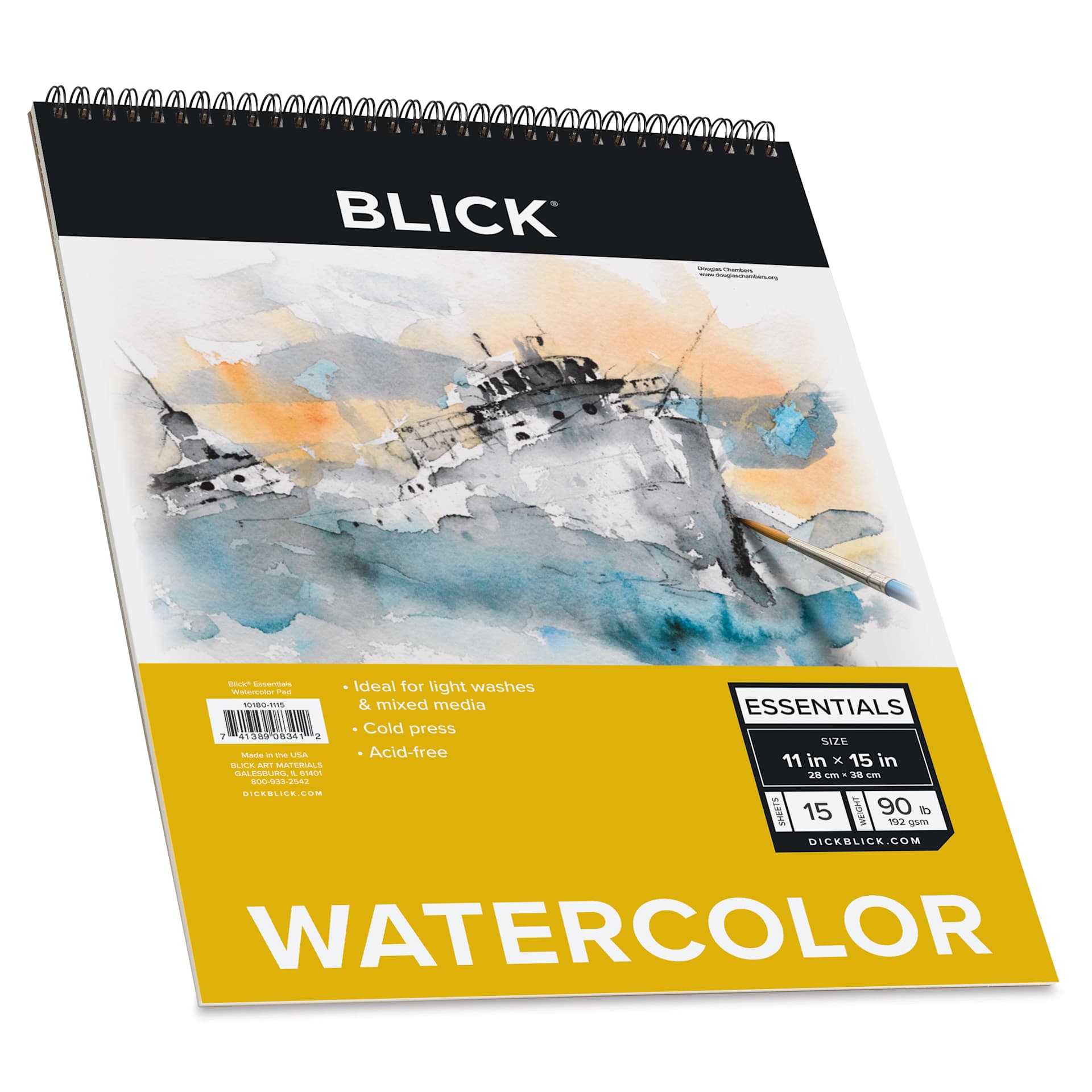 Blick Essentials Watercolor Pad - , 11" x 15", 90 lb, Spiral-bound, 15 Sheets