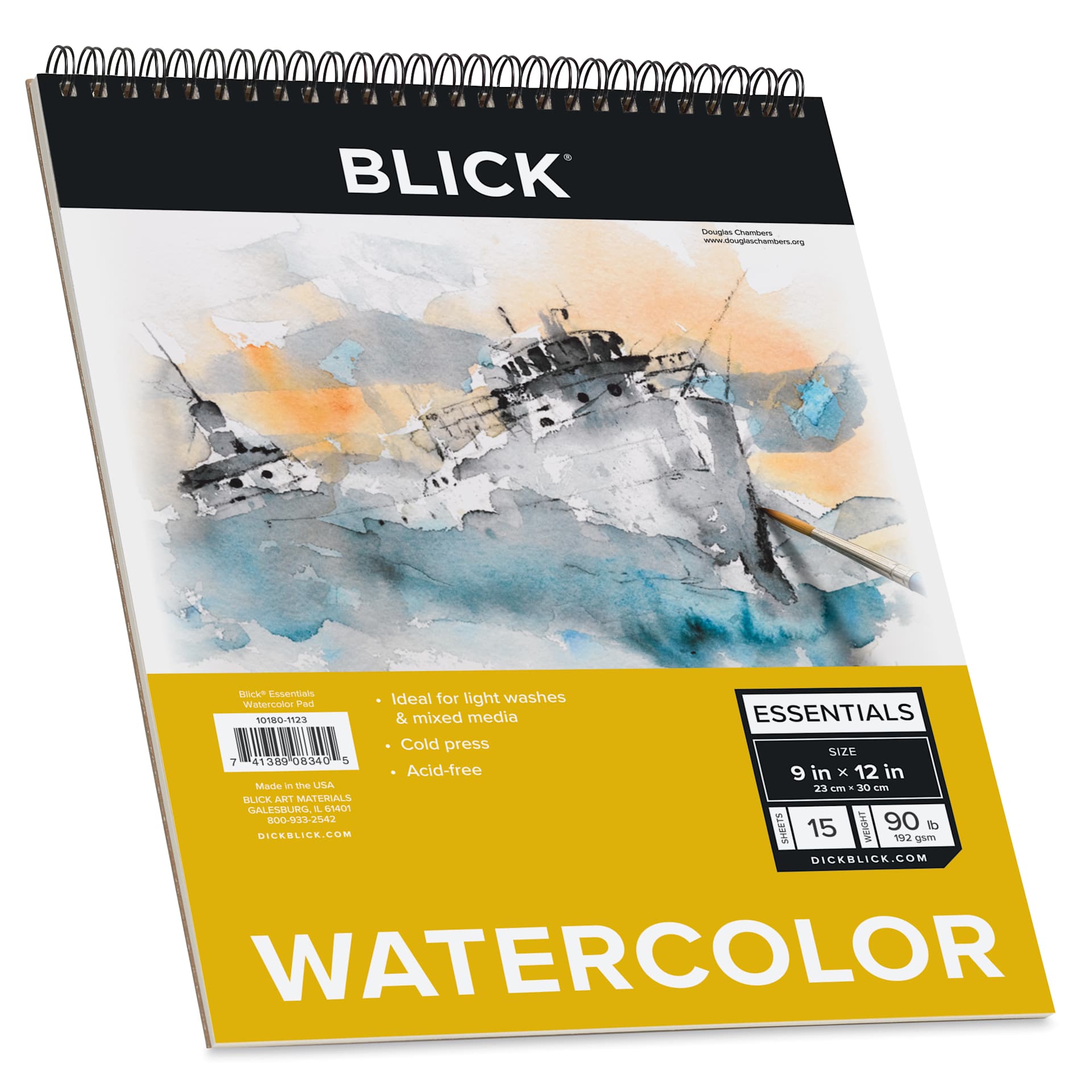 Blick Essentials Watercolor Pad - , 9" x 12", Spiral-bound, 15 Sheets