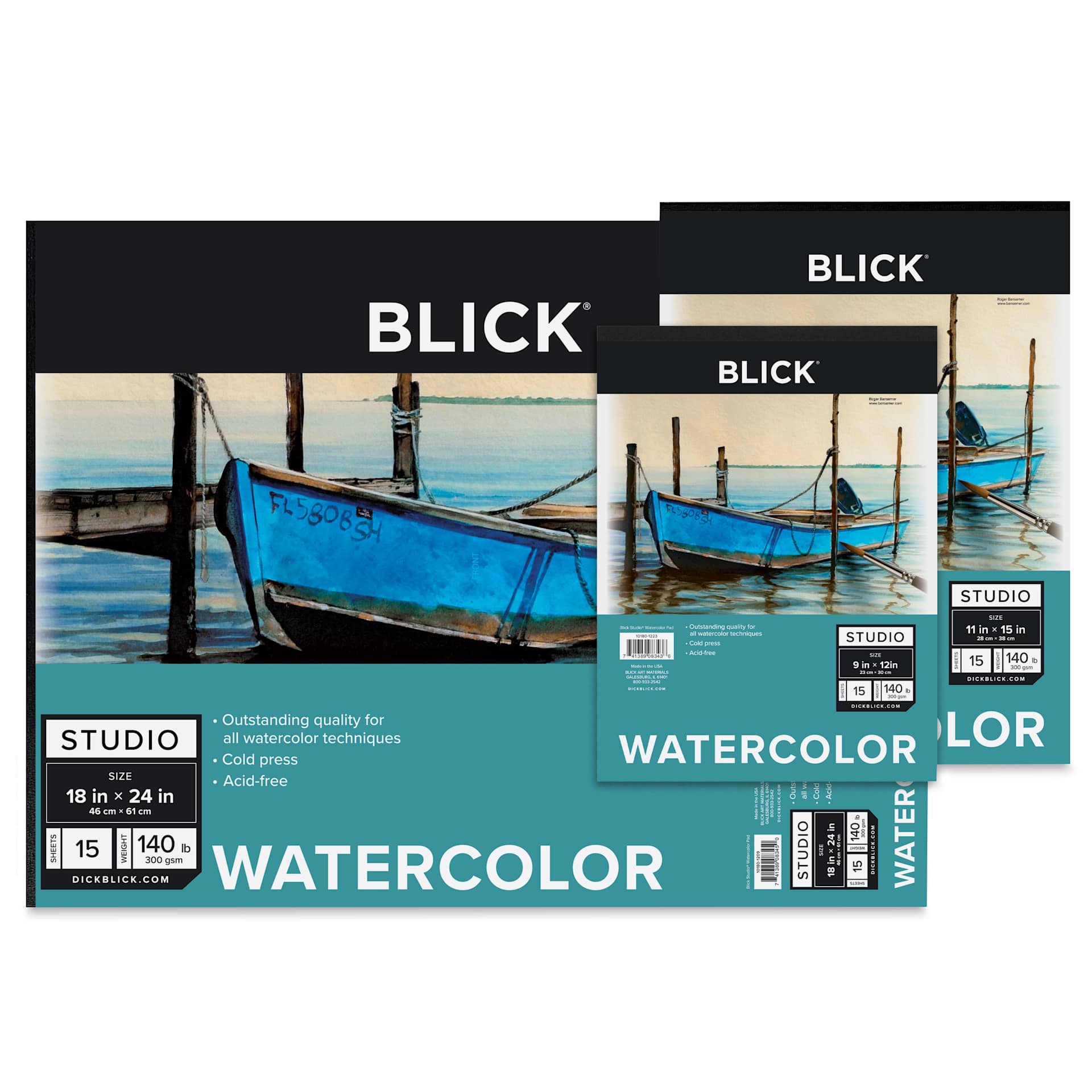 Blick Studio Watercolor Pads, three glue-bound pads