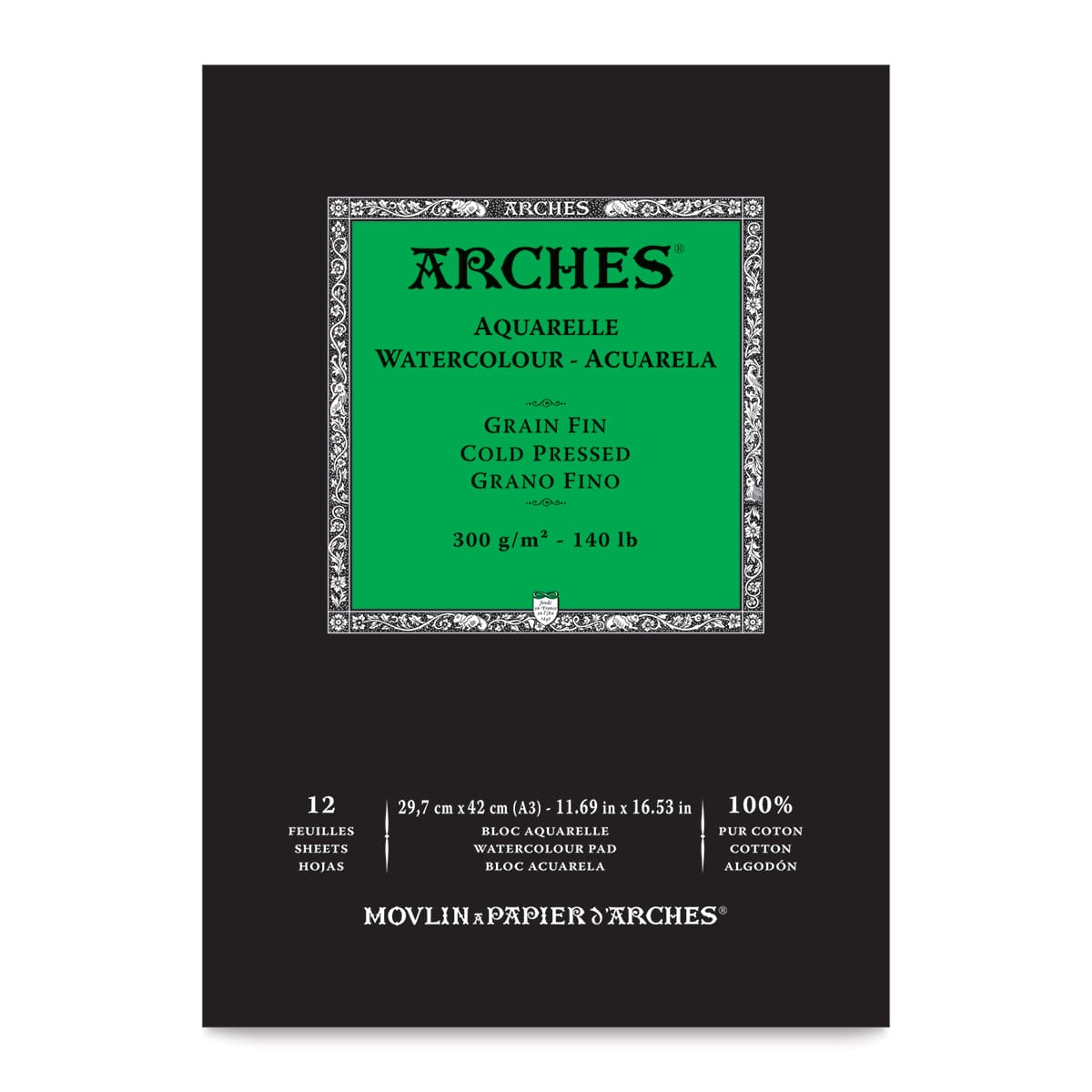 Arches Watercolor Pad - 11.7" x 16.5", 140 lb, Cold Press, 12 Sheets