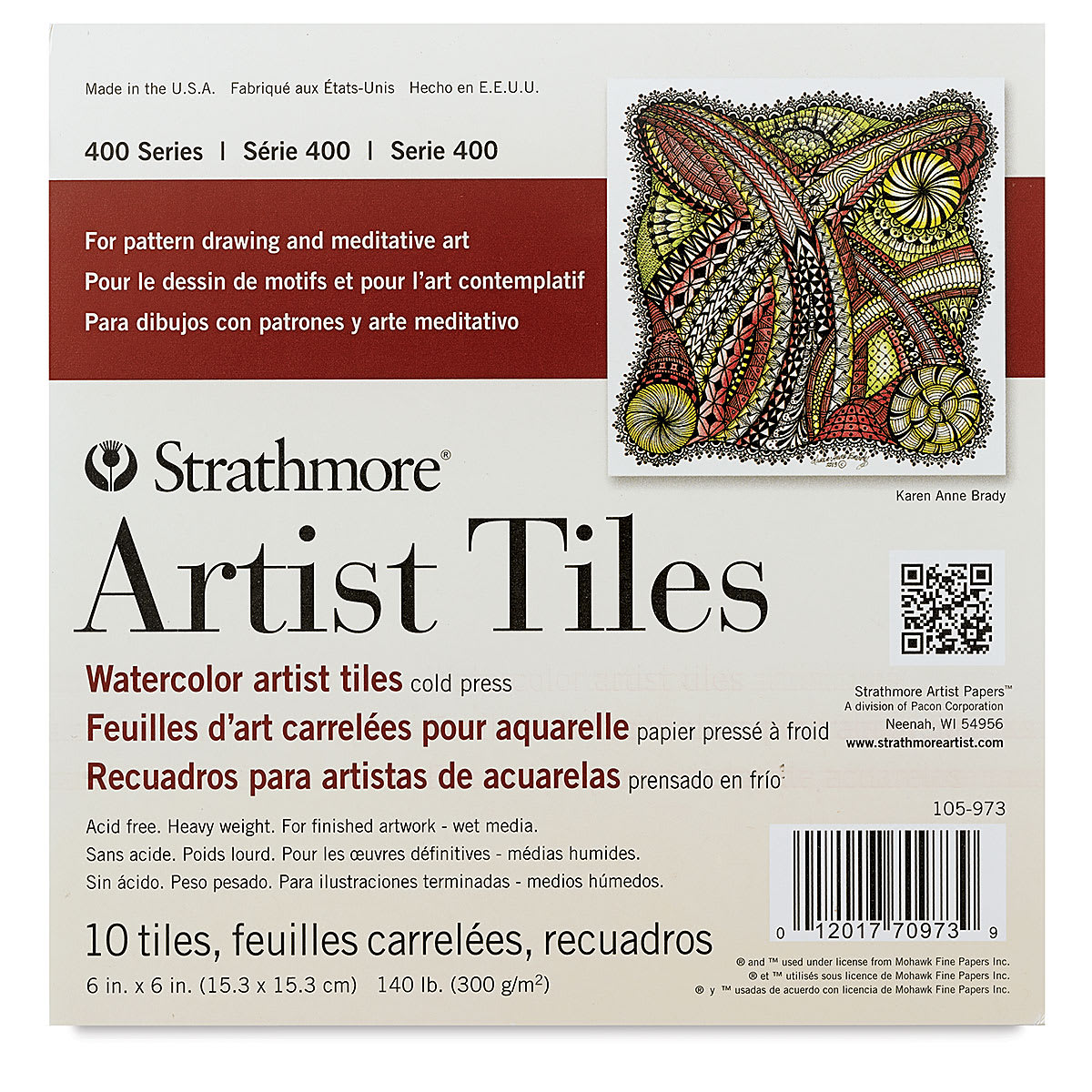 Strathmore 400 Series Watercolor Paper Artist Tiles Pad, front cover