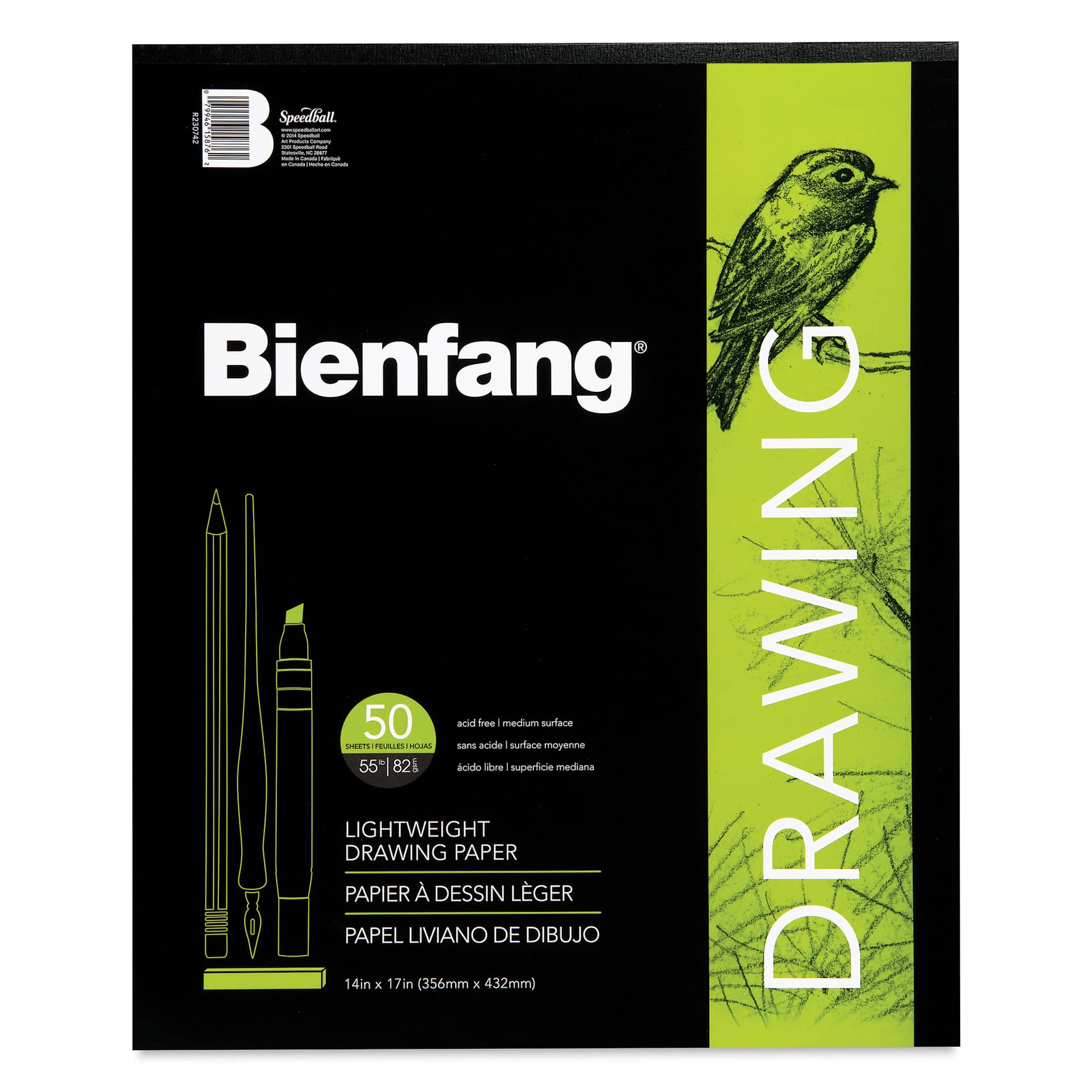 Bienfang Drawing Paper Pad - 14" x 17", front of the cover