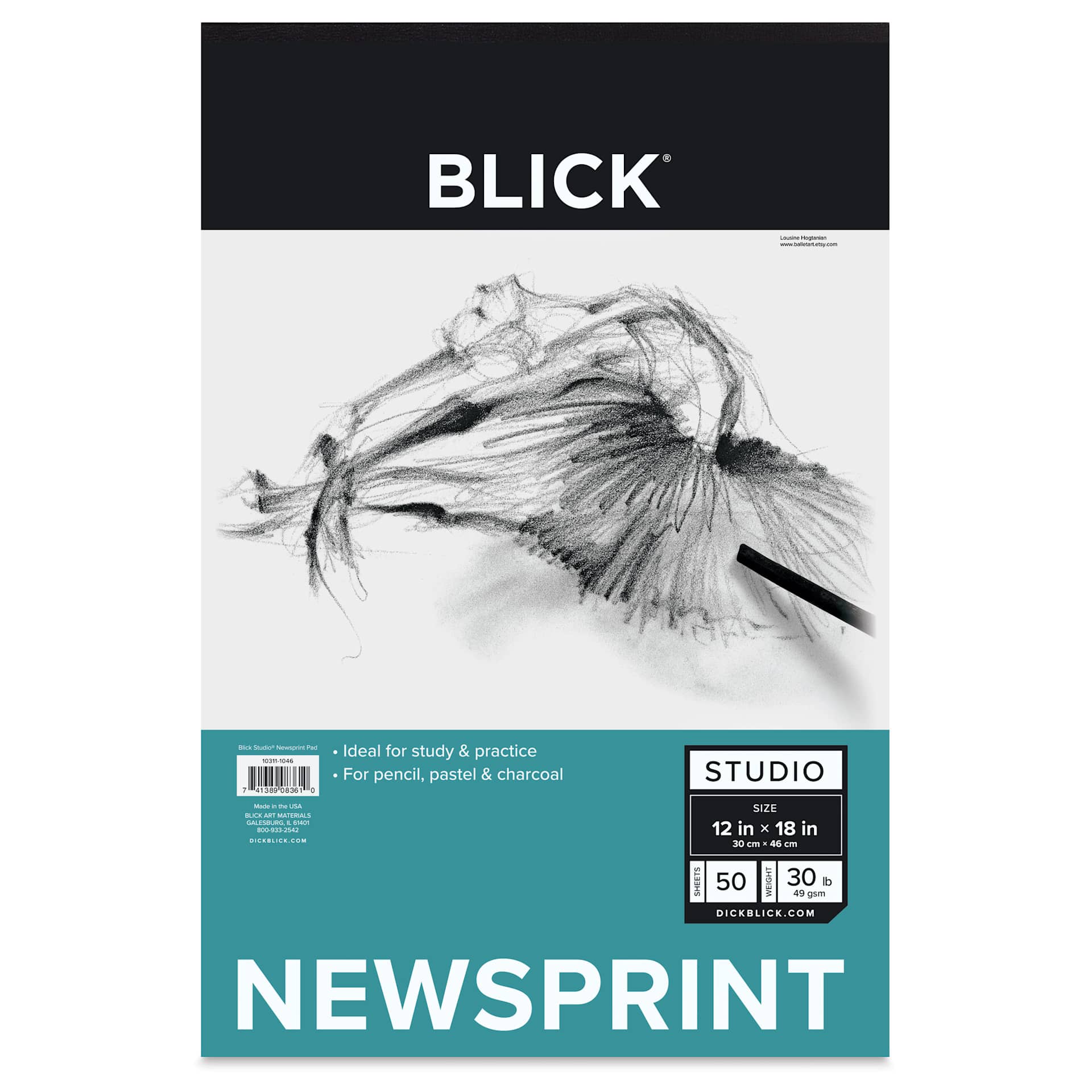 Blick Studio Newsprint Pad - 12" x 18", 50 Sheets, front of pad