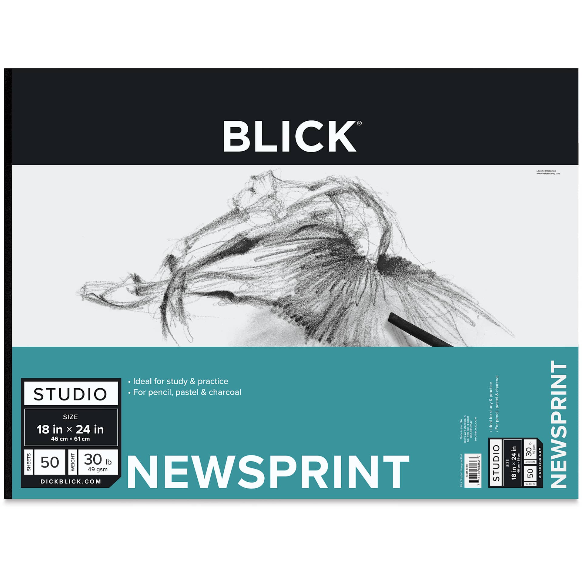 Blick Studio Newsprint Pad - 18" x 24", 50 Sheets, front of pad