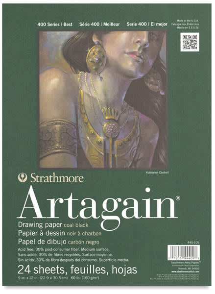 Strathmore Artagain Pads - Pad, 24 Sheets Black, 9"x12" Strathmore Artagain Pads - Pad, 24 Sheets Black, 9"x12"