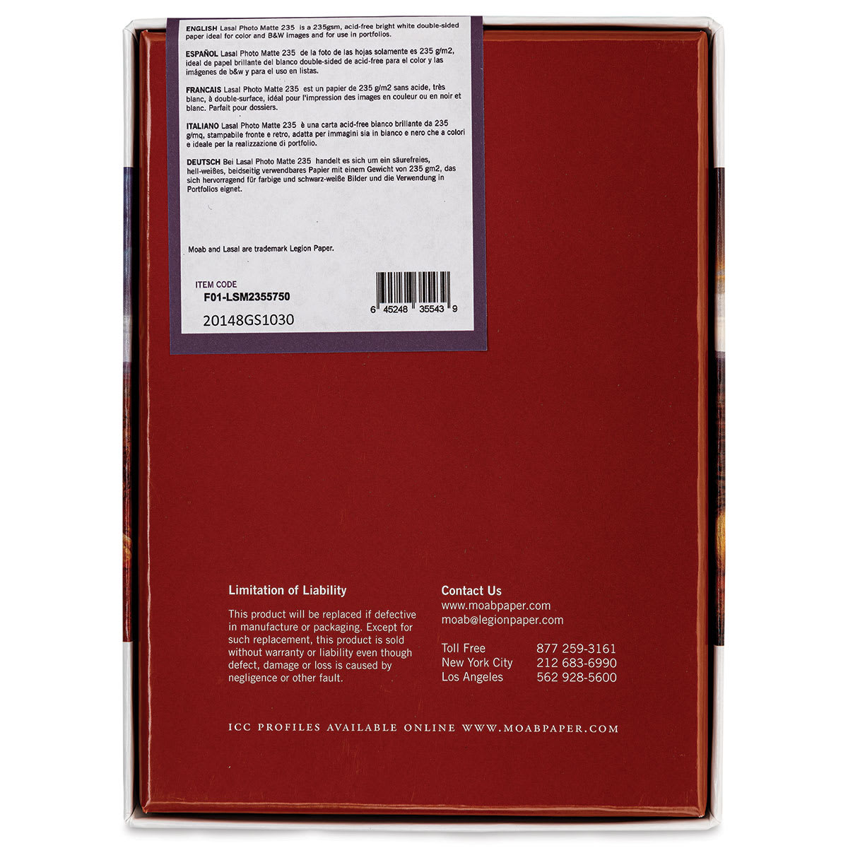Legion Moab Lasal Photo Paper - Matte, 5" x 7", Pkg of 50