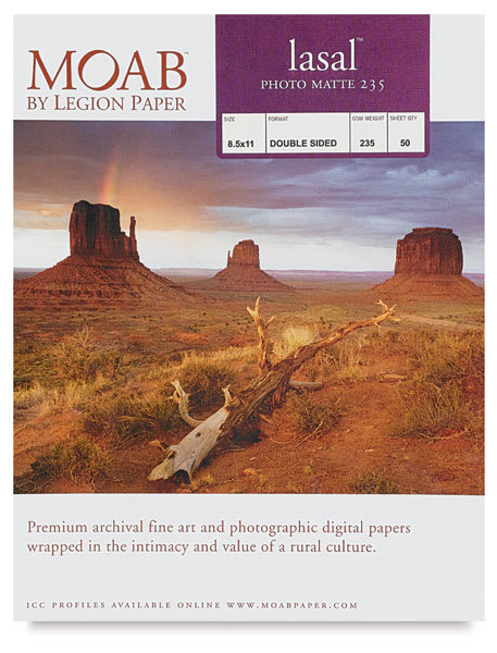 Legion Moab Lasal Photo Paper - Front of package of 50 sheets