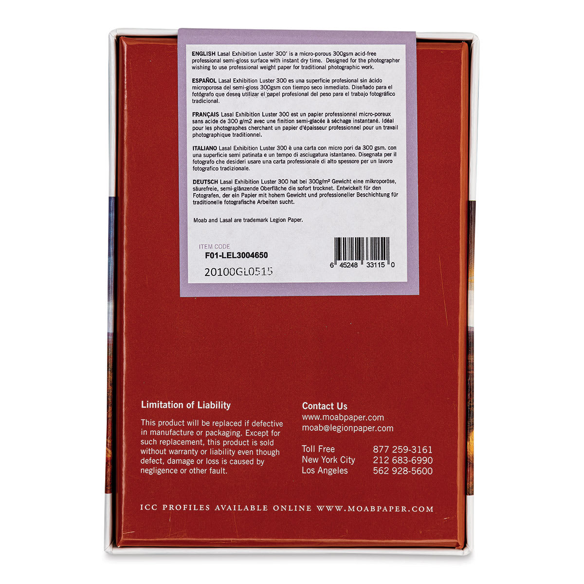 Legion Moab Lasal Photo Paper - 4" x 6", Lustre, Pkg of 50