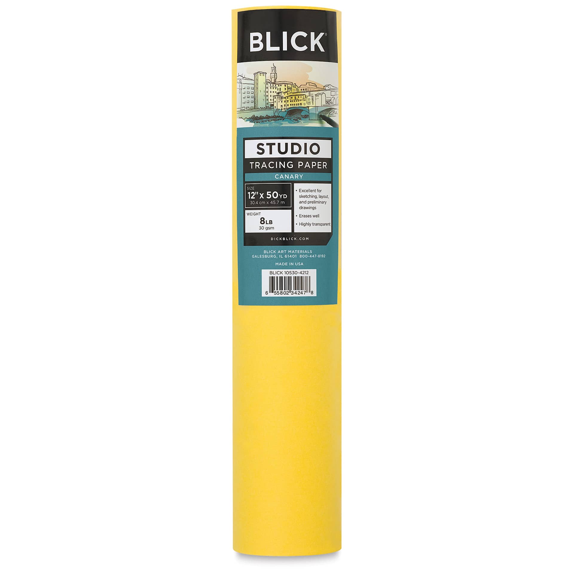 Blick Studio Tracing Paper Roll - 12" x 50 yds, Canary