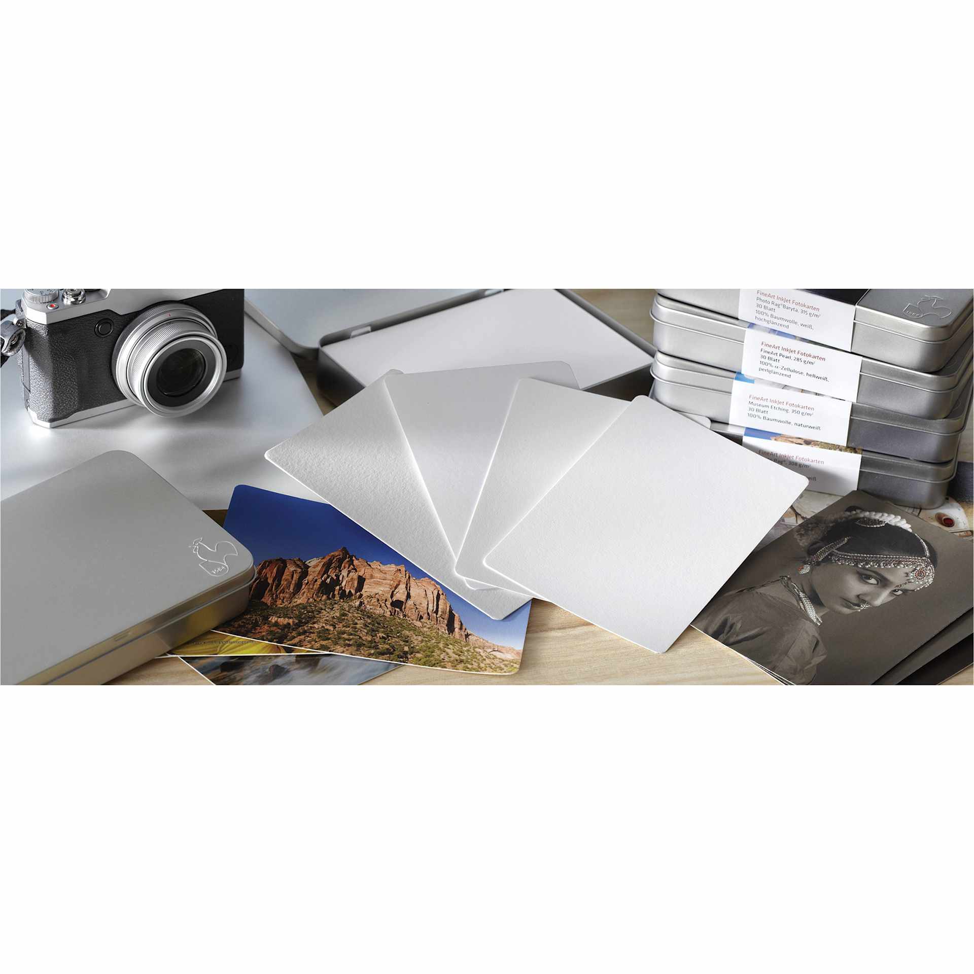 Hahnemühle Museum Etching Inkjet Photo Cards (Blank cards fanned out)