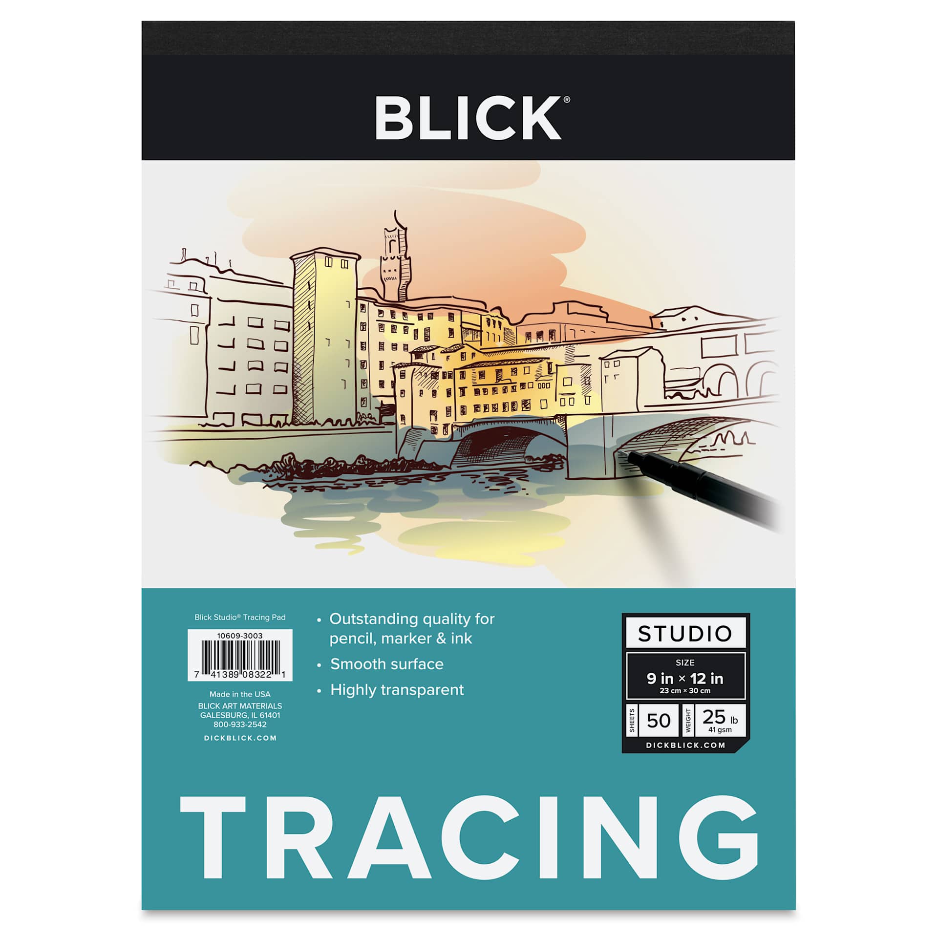 Blick Studio Tracing Paper Pad - 9" x 12", 50 Sheets, front of pad