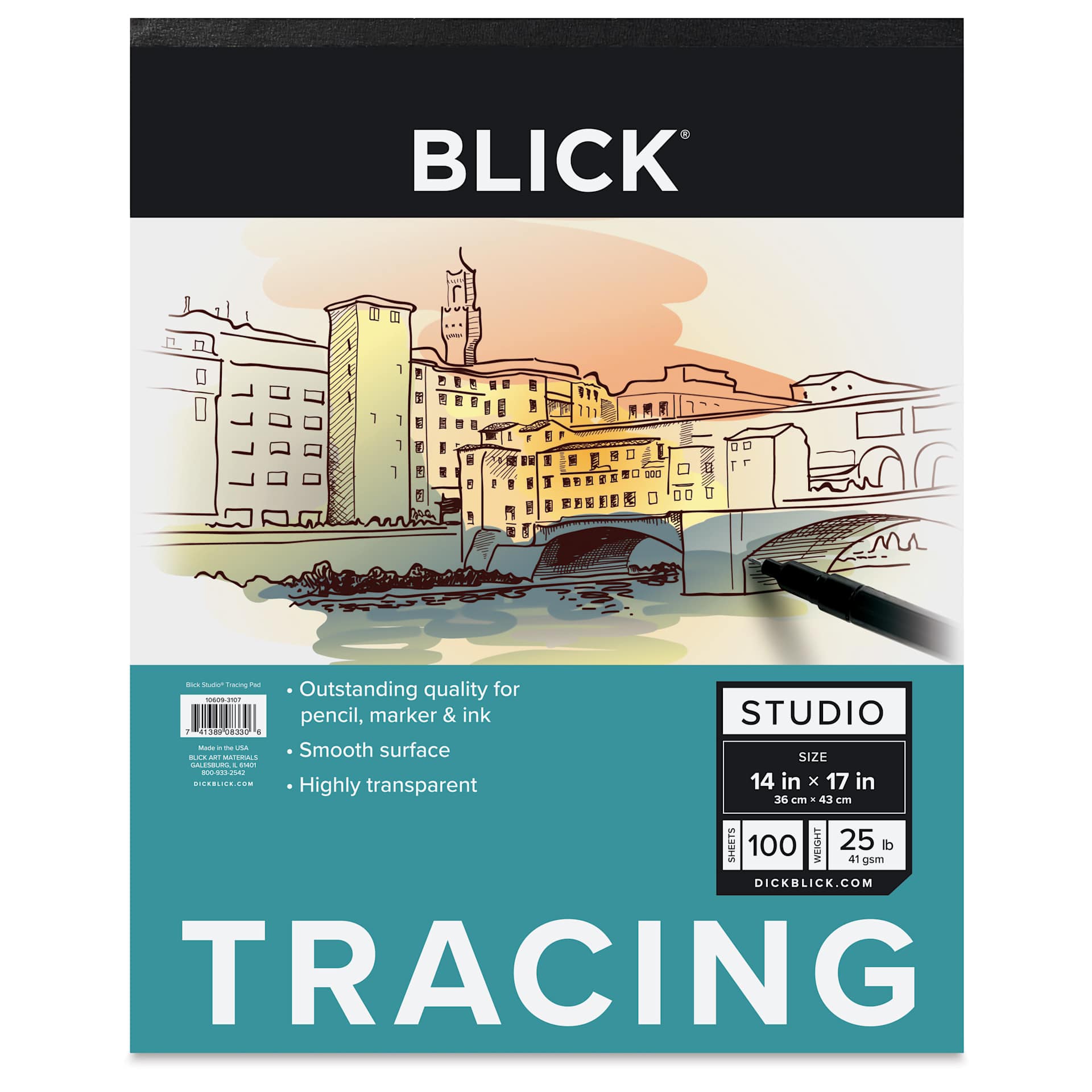 Blick Studio Tracing Paper Pad - 14" x 17", 100 Sheets, front of pad