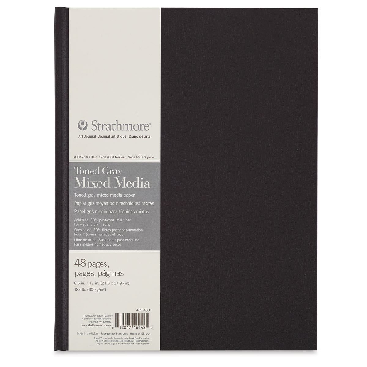 Hardbound Toned  Mixed Media Artist Journal - Front of Gray portrait journal with label
