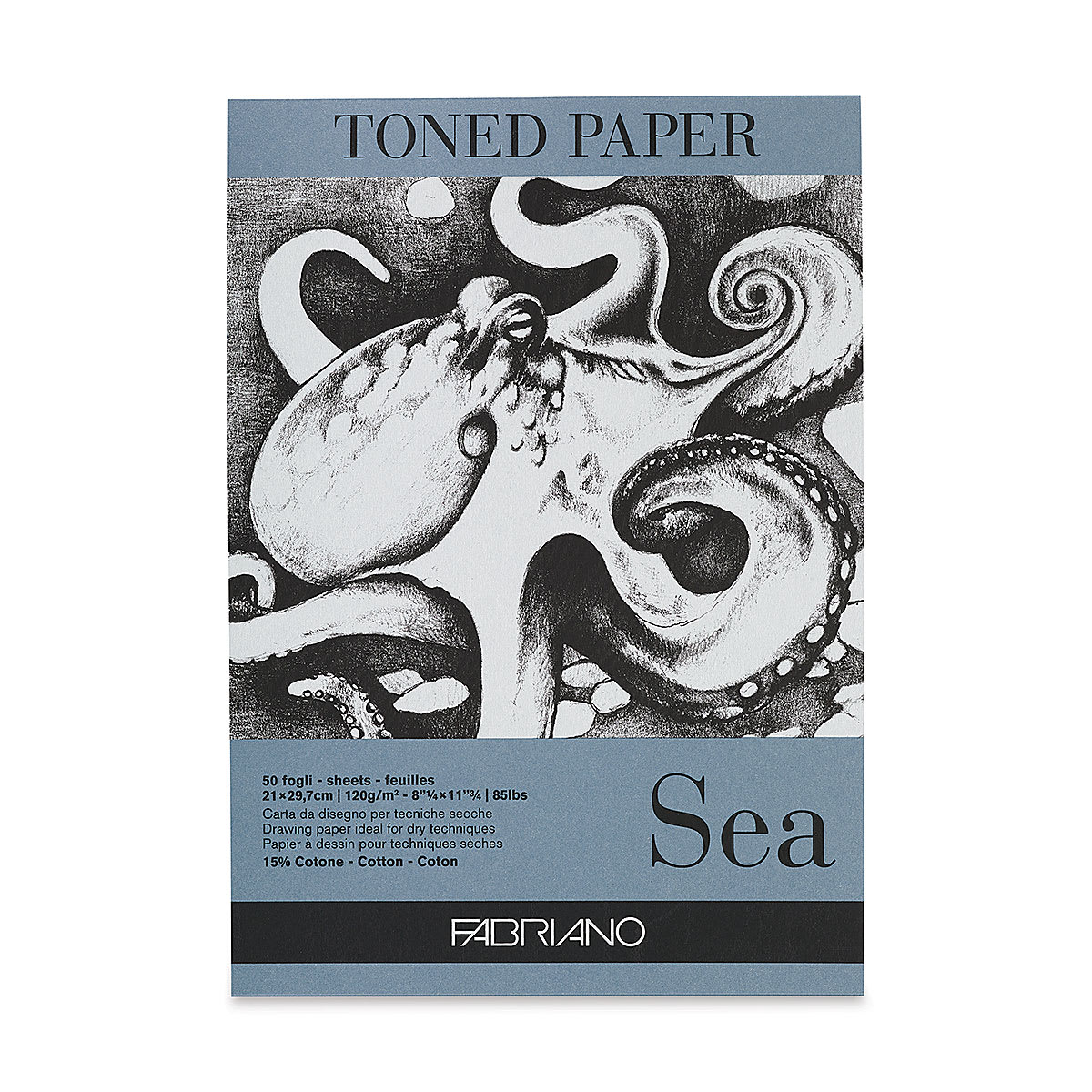 Fabriano Toned Paper Pad - Front of Pad of Sea Toned Paper 