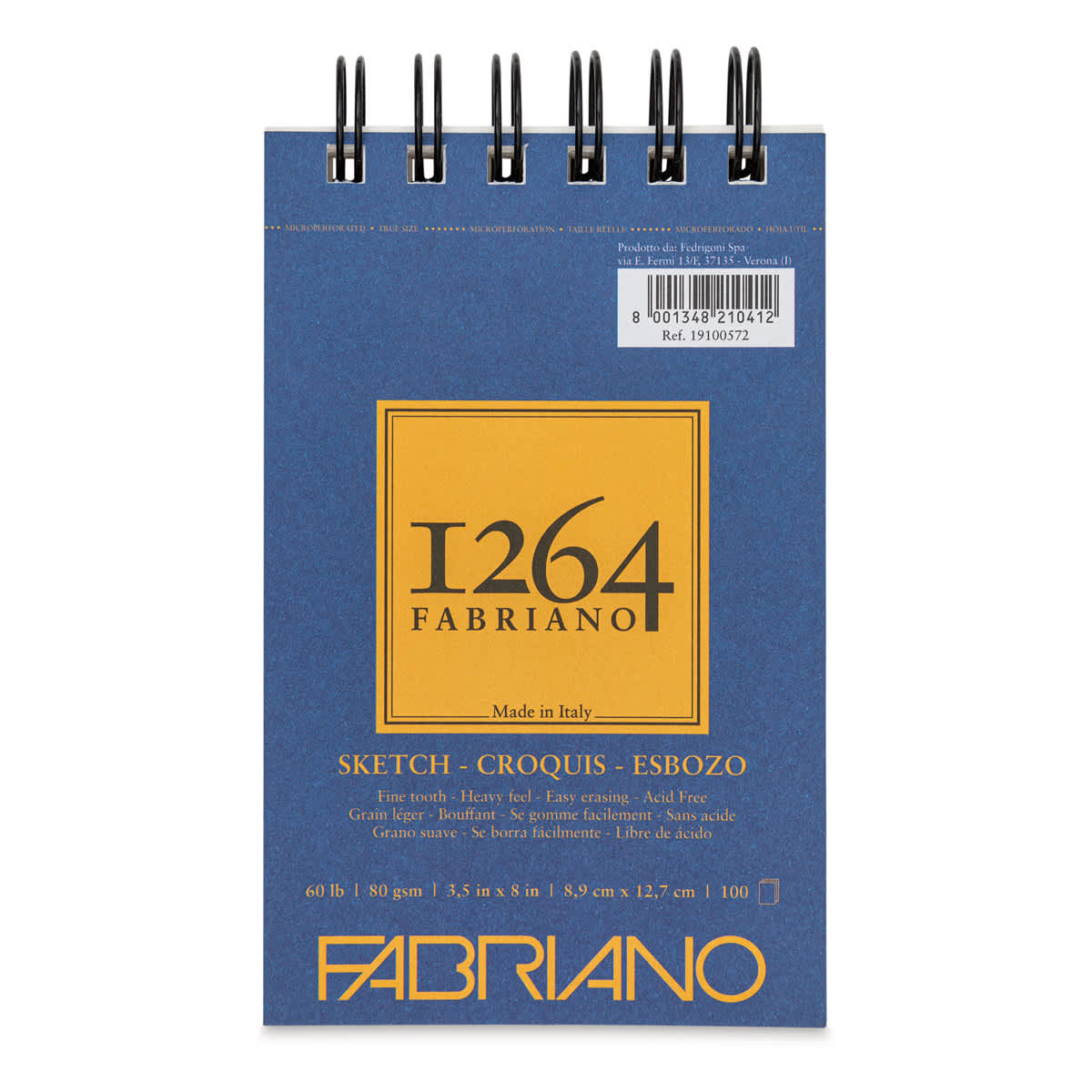 Fabriano 1264 Sketch Pad, 3-1/2" x 5", Spiral, 100 Sheets, Portrait Fabriano 1264 Sketch Pad, 3-1/2" x 5", Spiral, 100 Sheets, Portrait