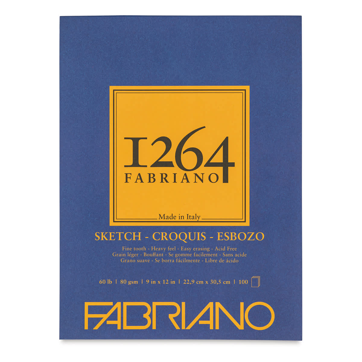 Fabriano 1264 Sketch Pad, 9" x 12", Glue Bound, 100 Sheets, Portrait