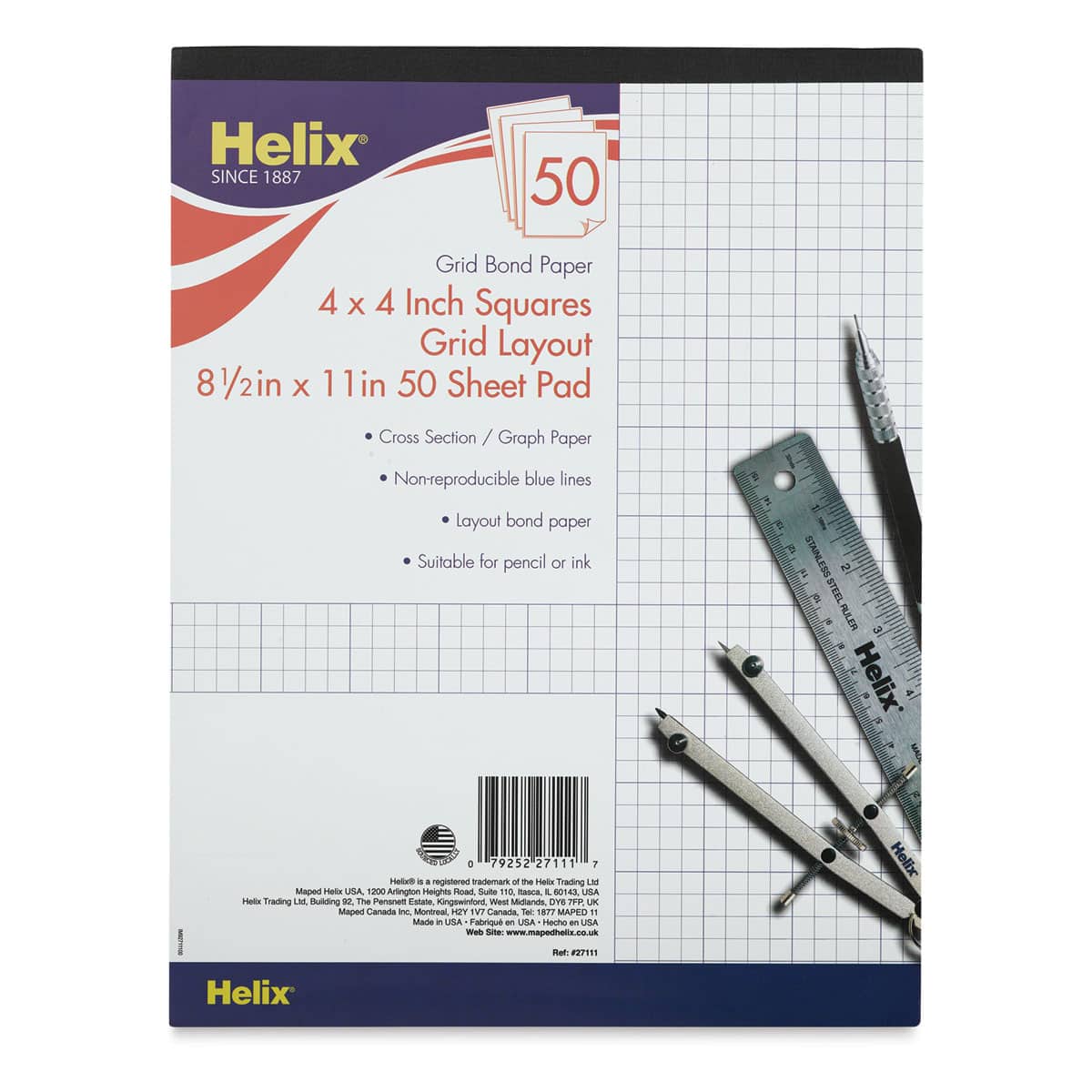 Helix Graph Bond Paper Pad - 8-1/2" x 11", 4 x 4 Helix Graph Bond Paper Pad - 8-1/2" x 11", 4 x 4