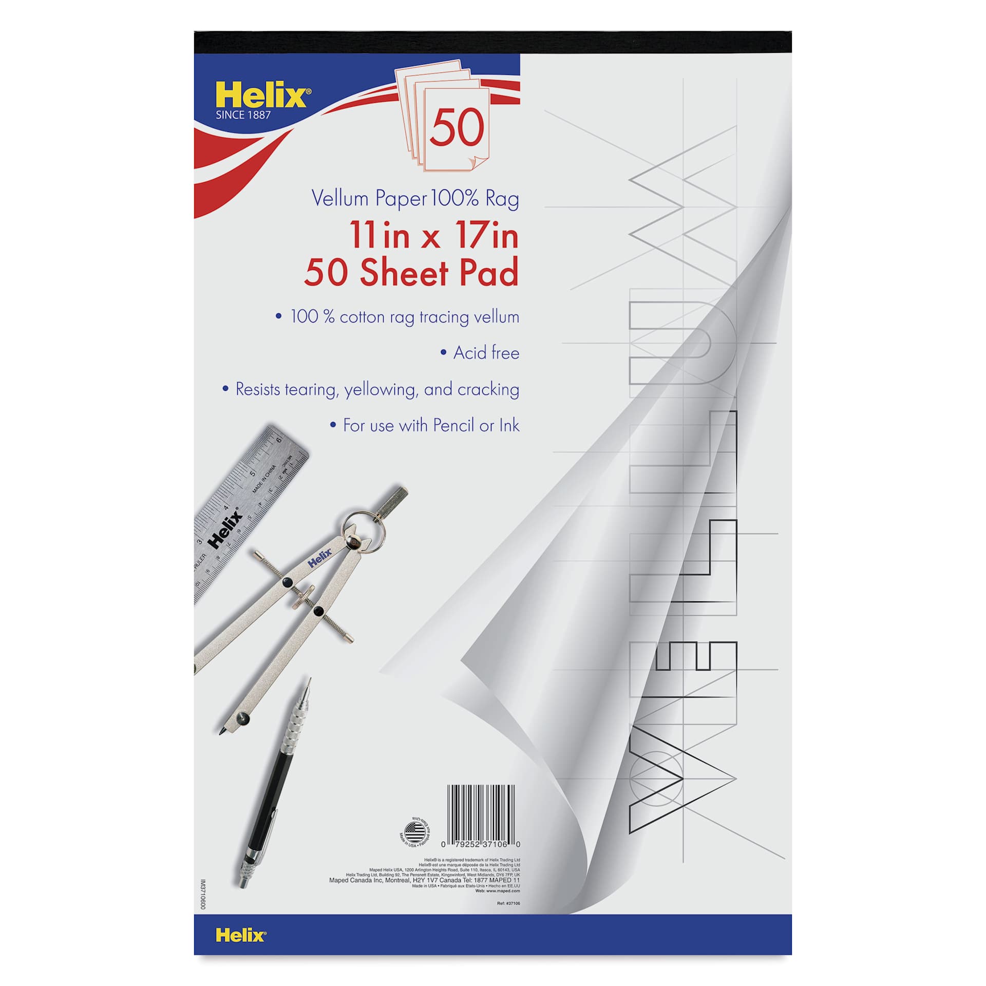 Helix Vellum Paper Pad - 11" x 17", front