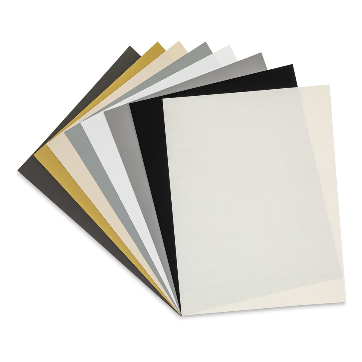 Strathmore 500 Series Charcoal Paper - Assorted Colors included in 150 Pc package shown in fan Strathmore 500 Series Charcoal Paper - Assorted Colors included in 150 Pc package shown in fan
