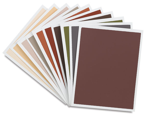 Art Spectrum Colourfix Original Coated Pastel Paper - Warm Tones 10 Pack 9" x 12" Sheets, shown in fan
