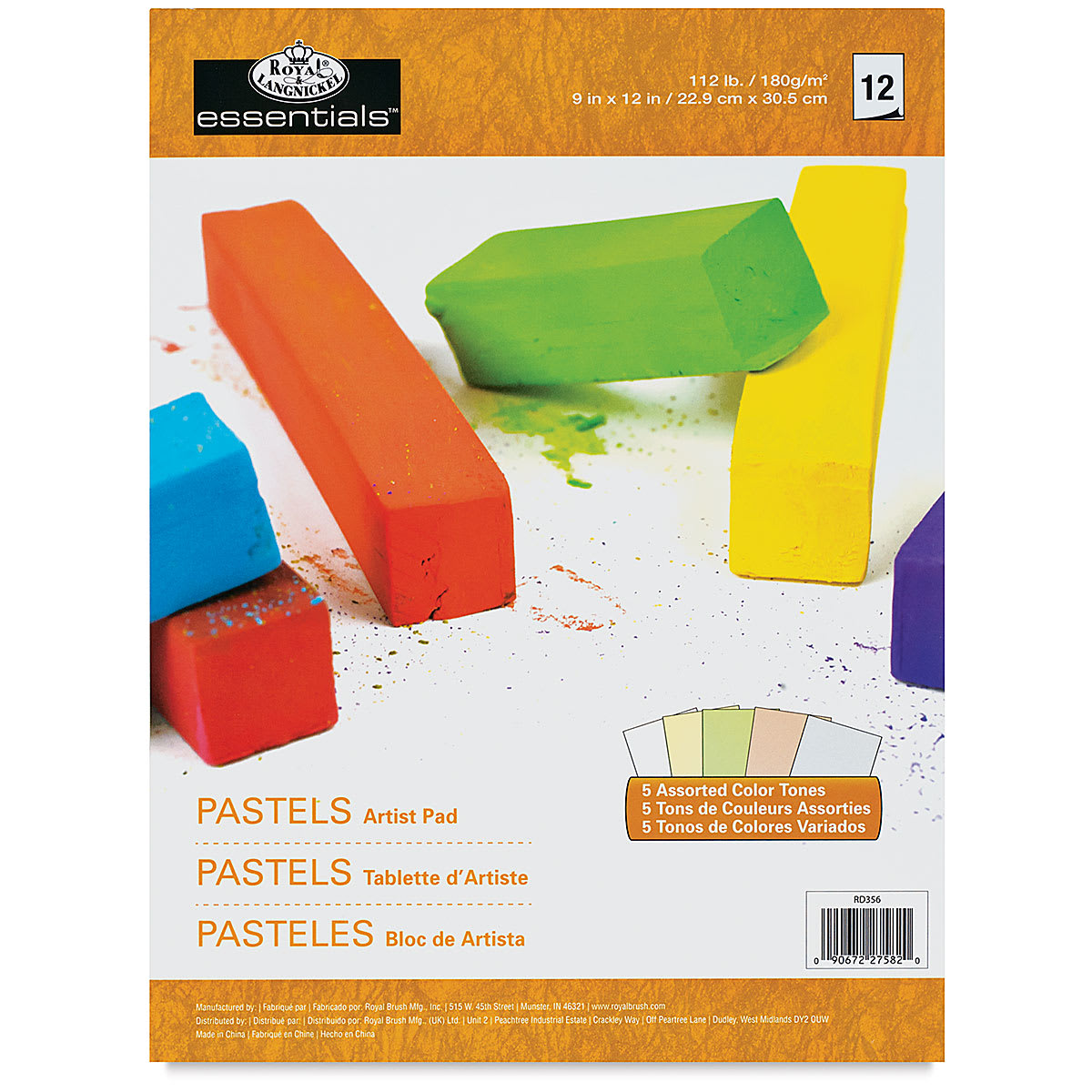 Royal & Langnickel Pastel Pad - 9" x 12", Assorted Colors, 12 Sheets
