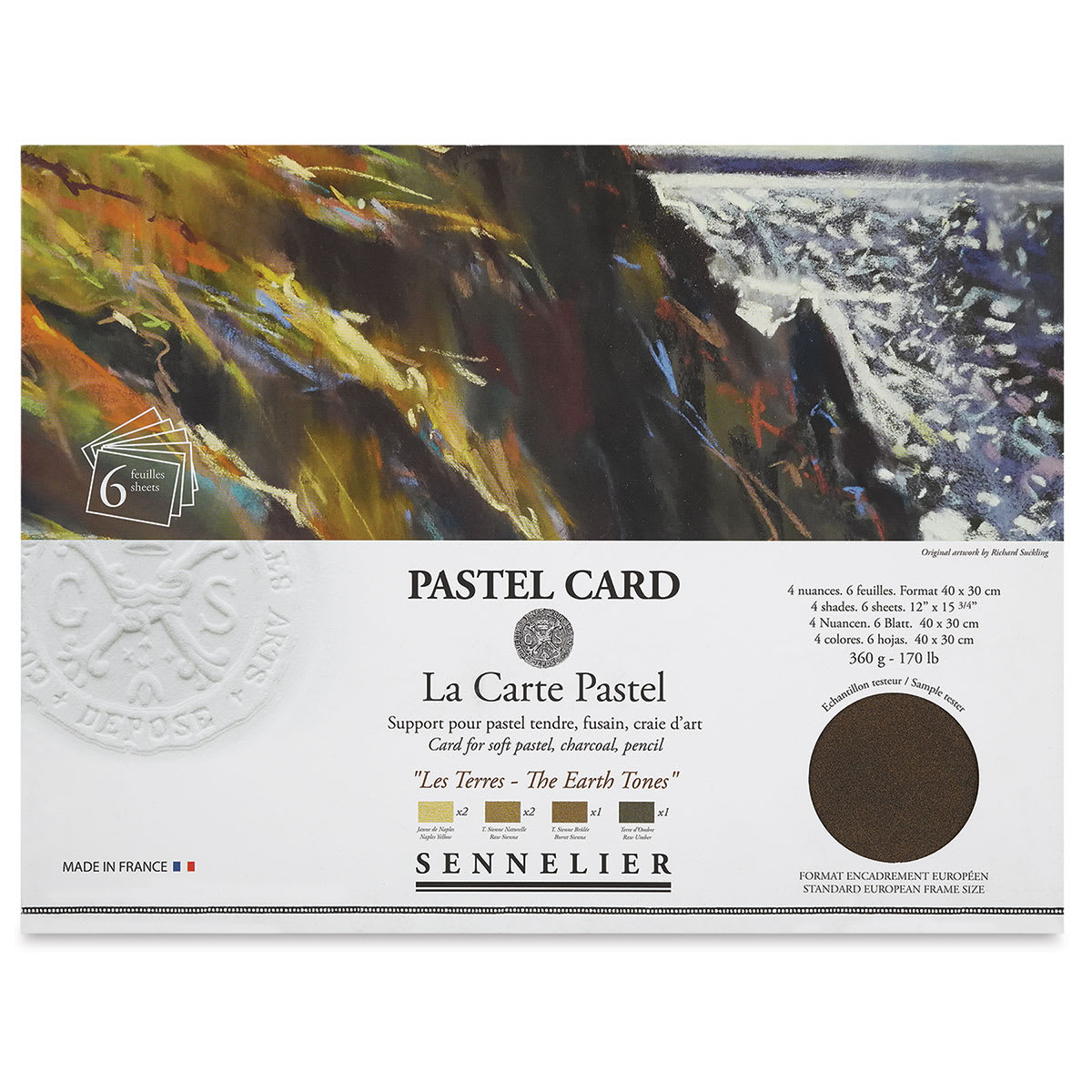 Sennelier La Carte Pastel Card - Assorted Earth Tones, 12" x 15-3/4", Pkg of 6 (front of package) Sennelier La Carte Pastel Card - Assorted Earth Tones, 12" x 15-3/4", Pkg of 6 (front of package)