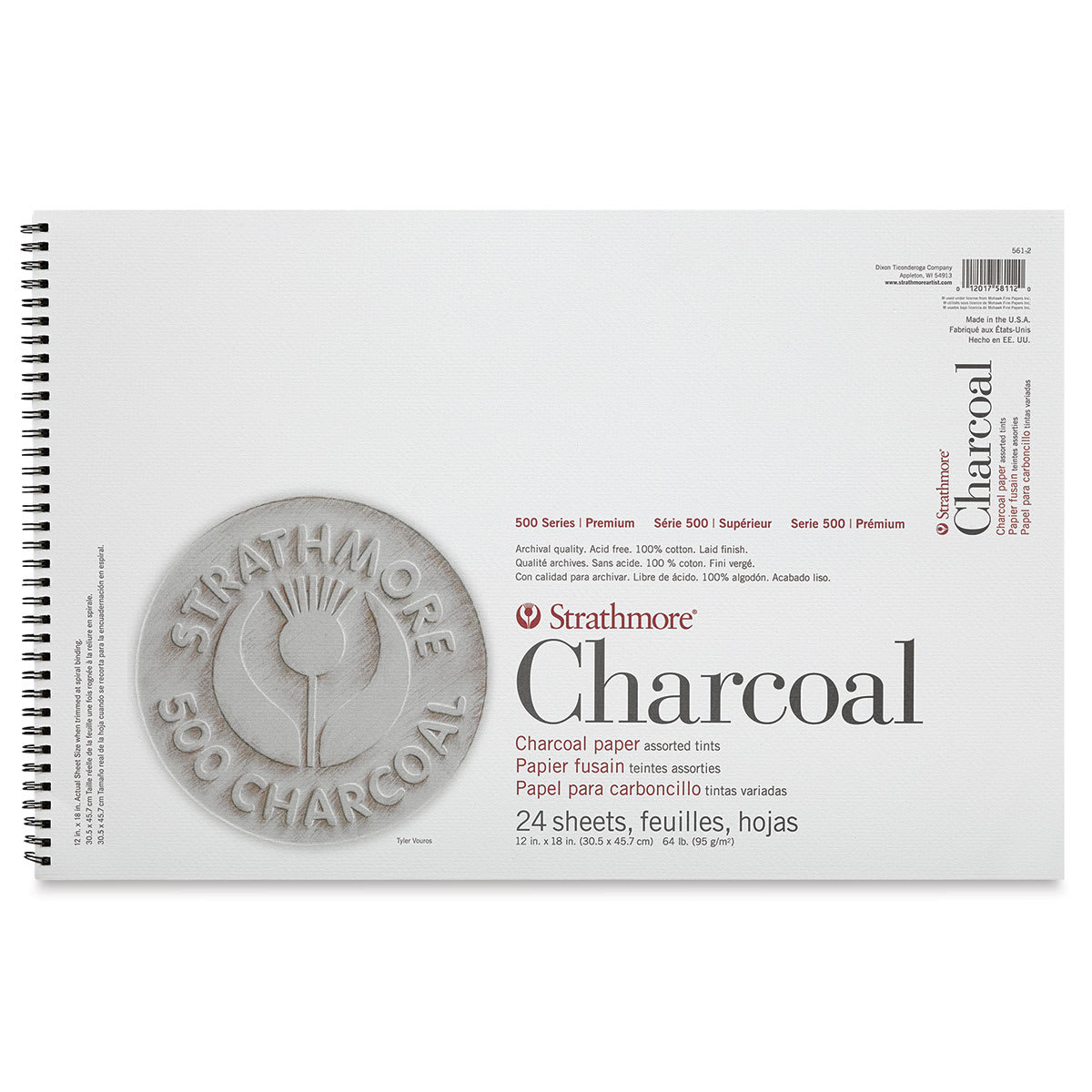 Strathmore 500 Series Charcoal Pad - 12'' x 18'', Assorted Tints, 24 Sheets Strathmore 500 Series Charcoal Pad - 12'' x 18'', Assorted Tints, 24 Sheets