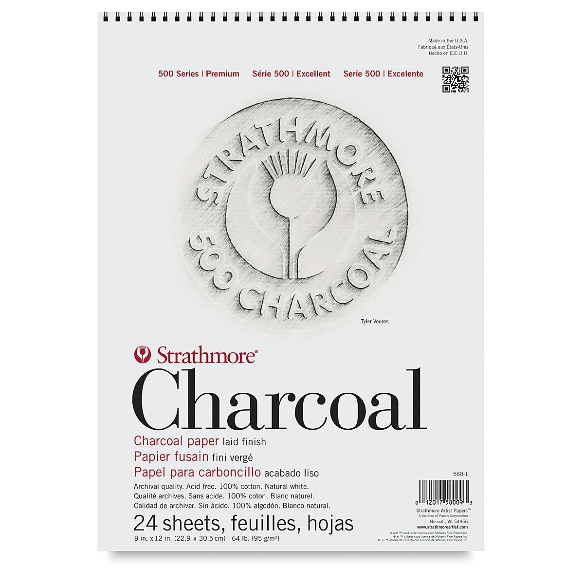 Strathmore 500 Series Charcoal Pad - 9'' x 12'', White, 24 Sheets Strathmore 500 Series Charcoal Pad - 9'' x 12'', White, 24 Sheets
