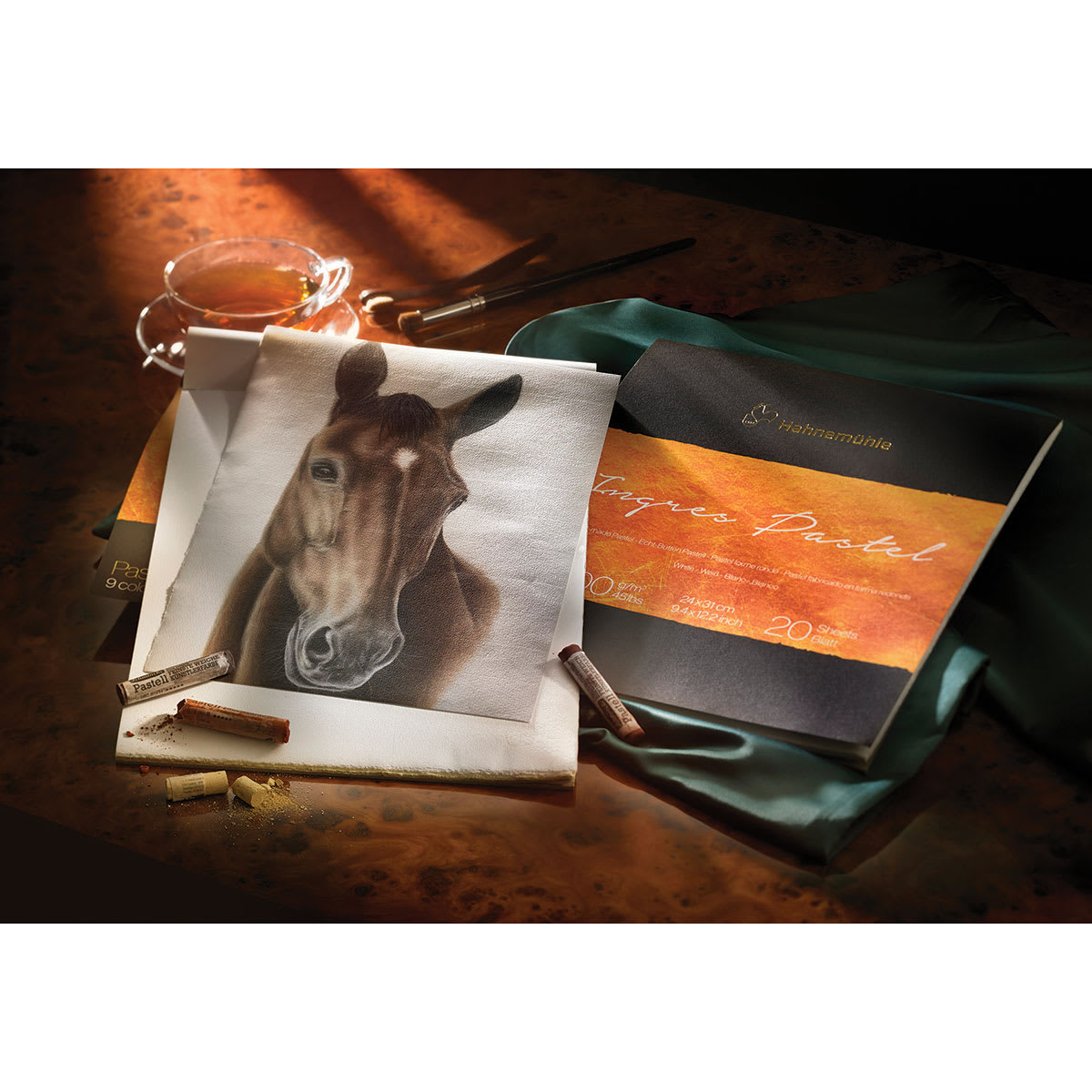 Hahnemühle Ingres Pad with drawing of a horse.