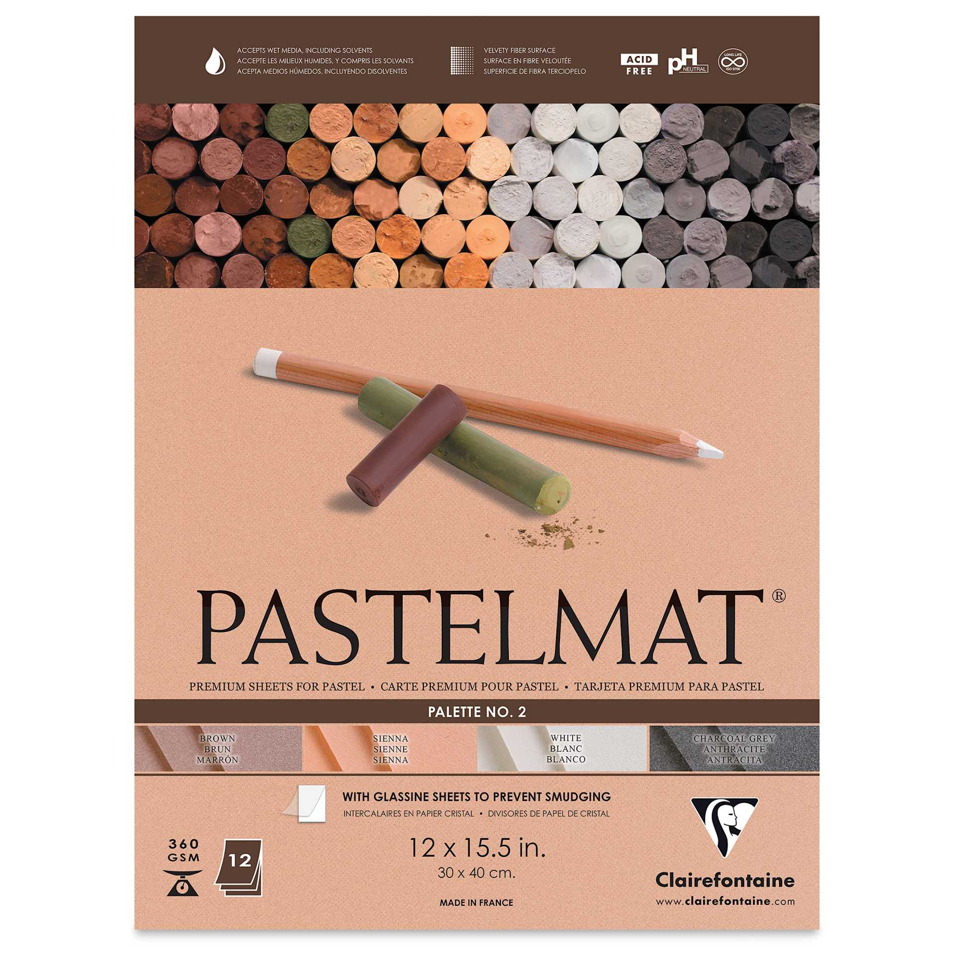 Clairefontaine Pastelmat Pad - Front cover of Palette No. 2, 12-Sheet Pad