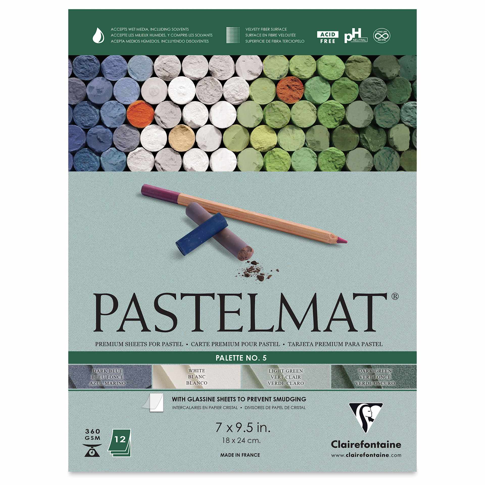 Clairefontaine Pastelmat Pad - Palette No. 5, 12 Sheets - front of pad