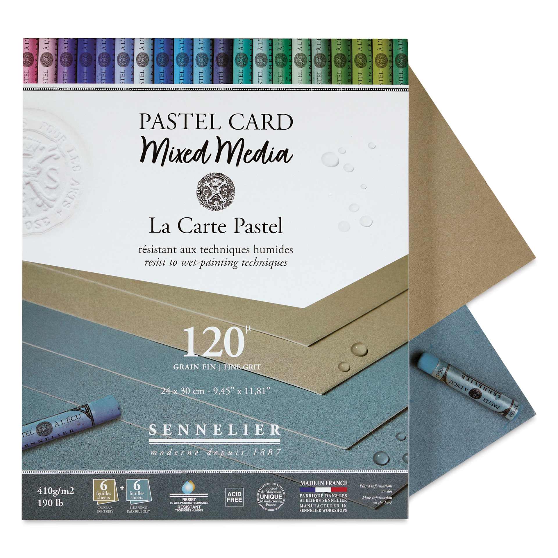 Sennelier La Carte Pastel Card Mixed Media Pad - Shades of Grey, 9-1/2" x 12", single sheets shown Sennelier La Carte Pastel Card Mixed Media Pad - Shades of Grey, 9-1/2" x 12", single sheets shown