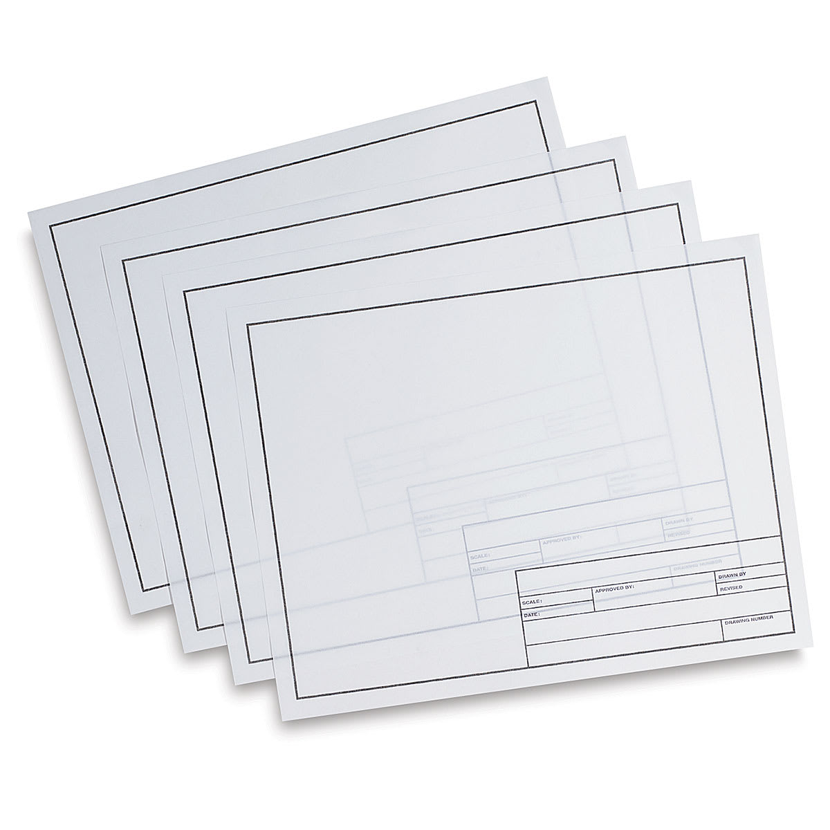 Clearprint Engineering Vellum - Top view of several sheets with Title block on bottom of sheet