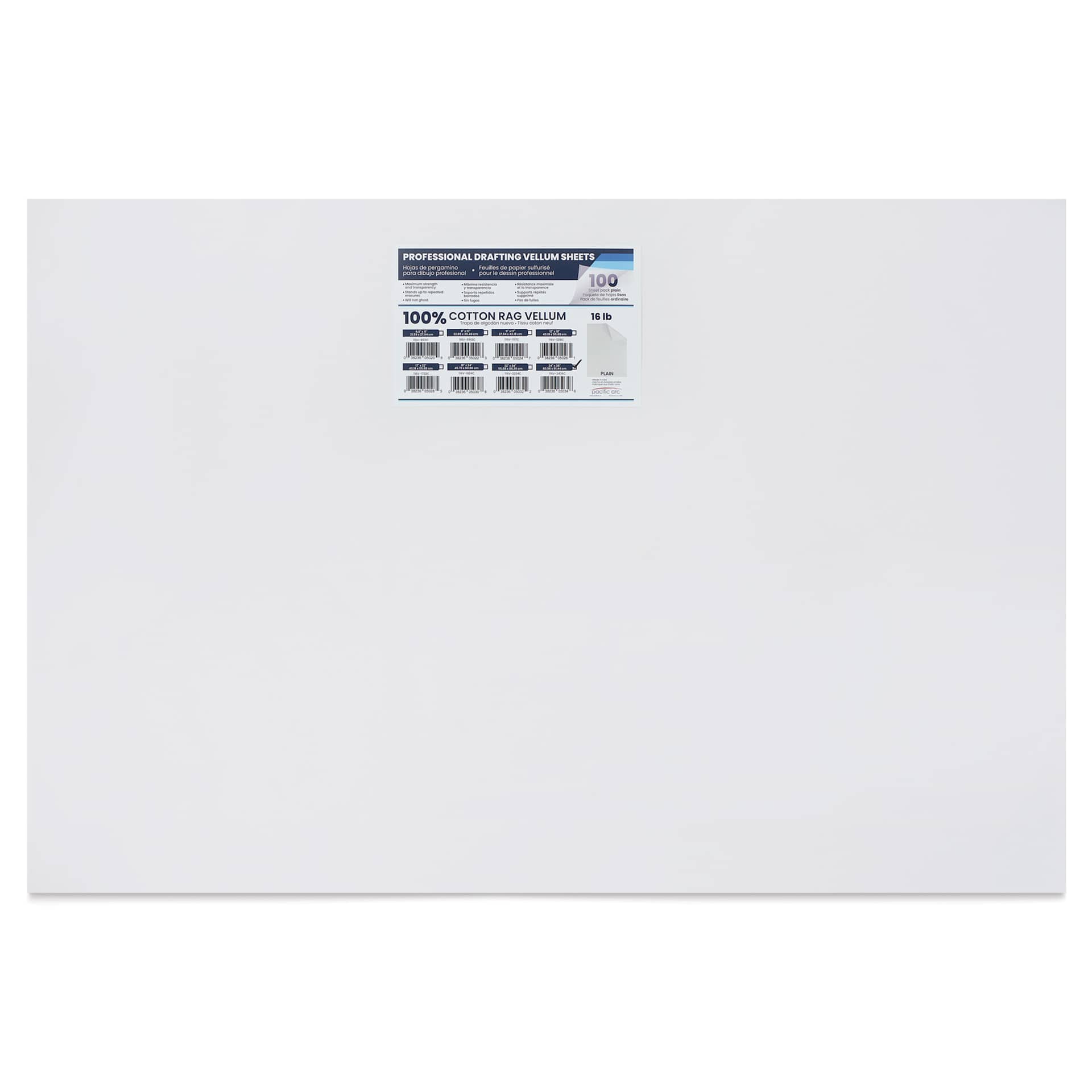 Pacific Arc Drafting Vellum Sheet Pack - 24" x 36", Pkg of 100, packaging
