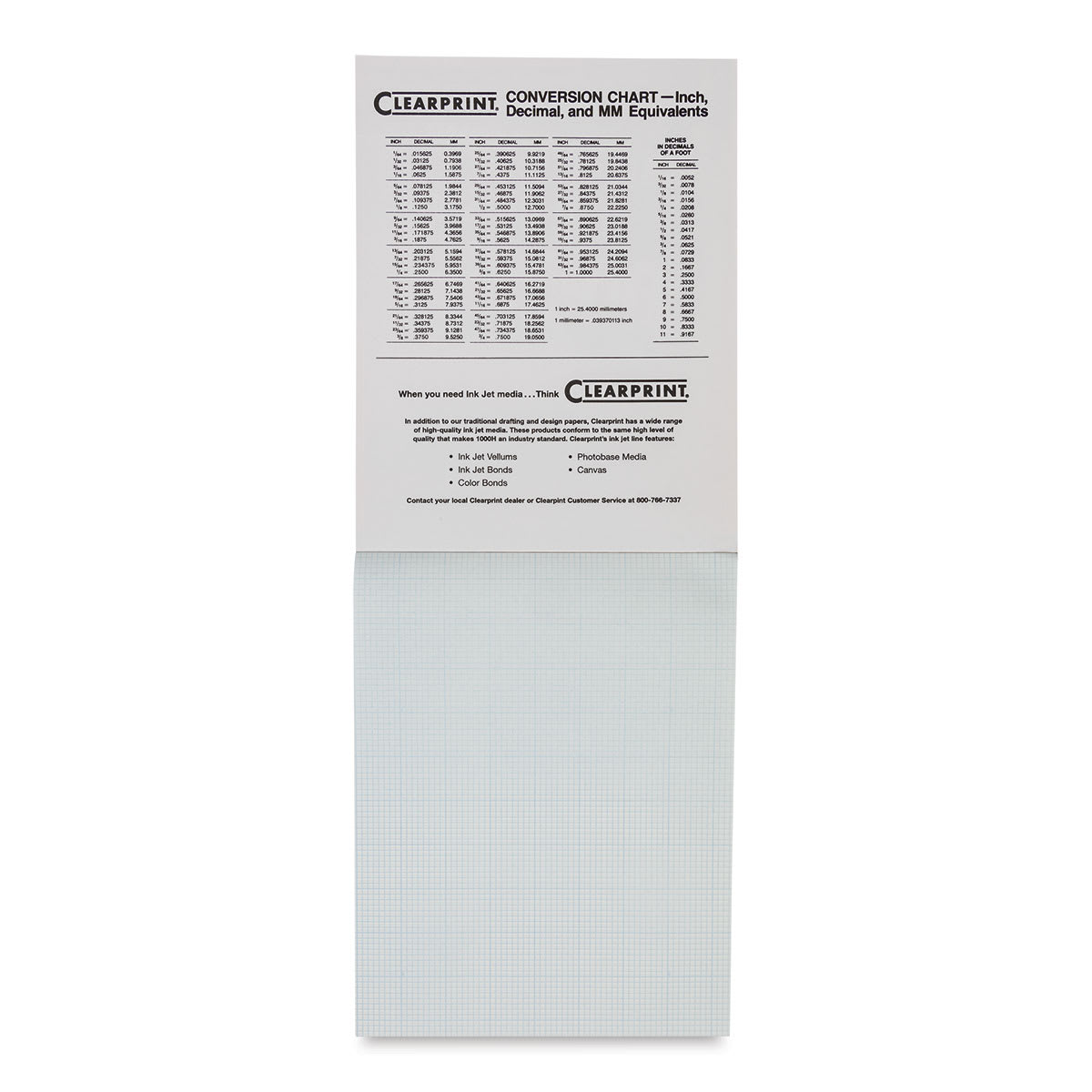Clearprint Drafting and Design Fade-Out Vellum - 8 1/2" x 11", 8 x 8 Grid, Pad, 50 Sheets