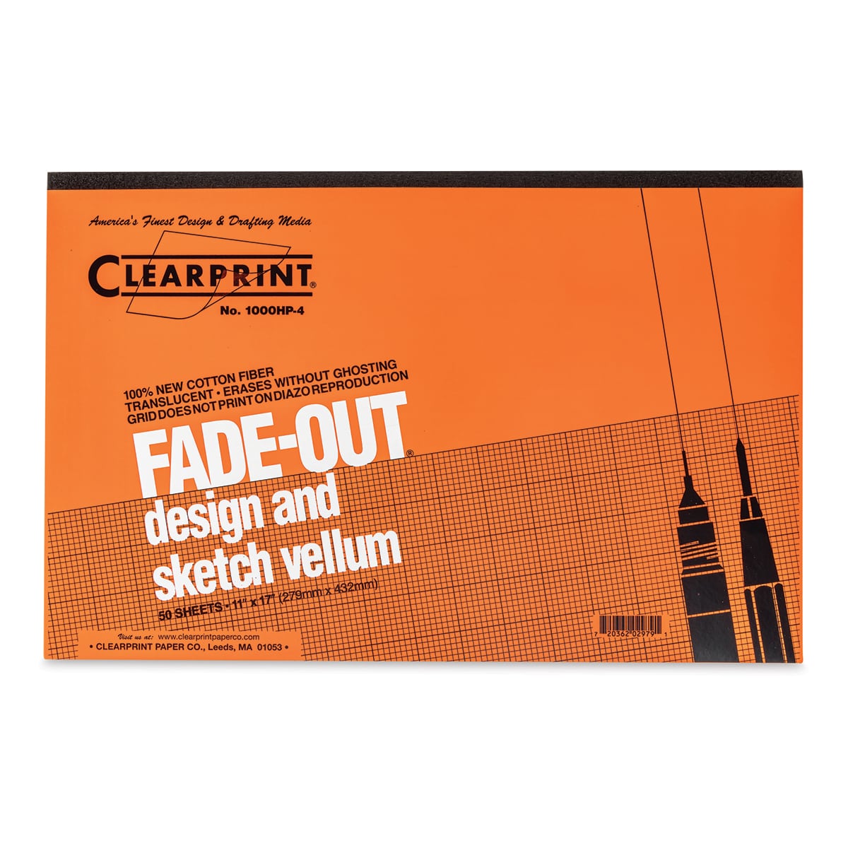 Clearprint Drafting and Design Fade-Out Vellum - 11" x 17", 4 x 4 Grid, 50 Sheets - front