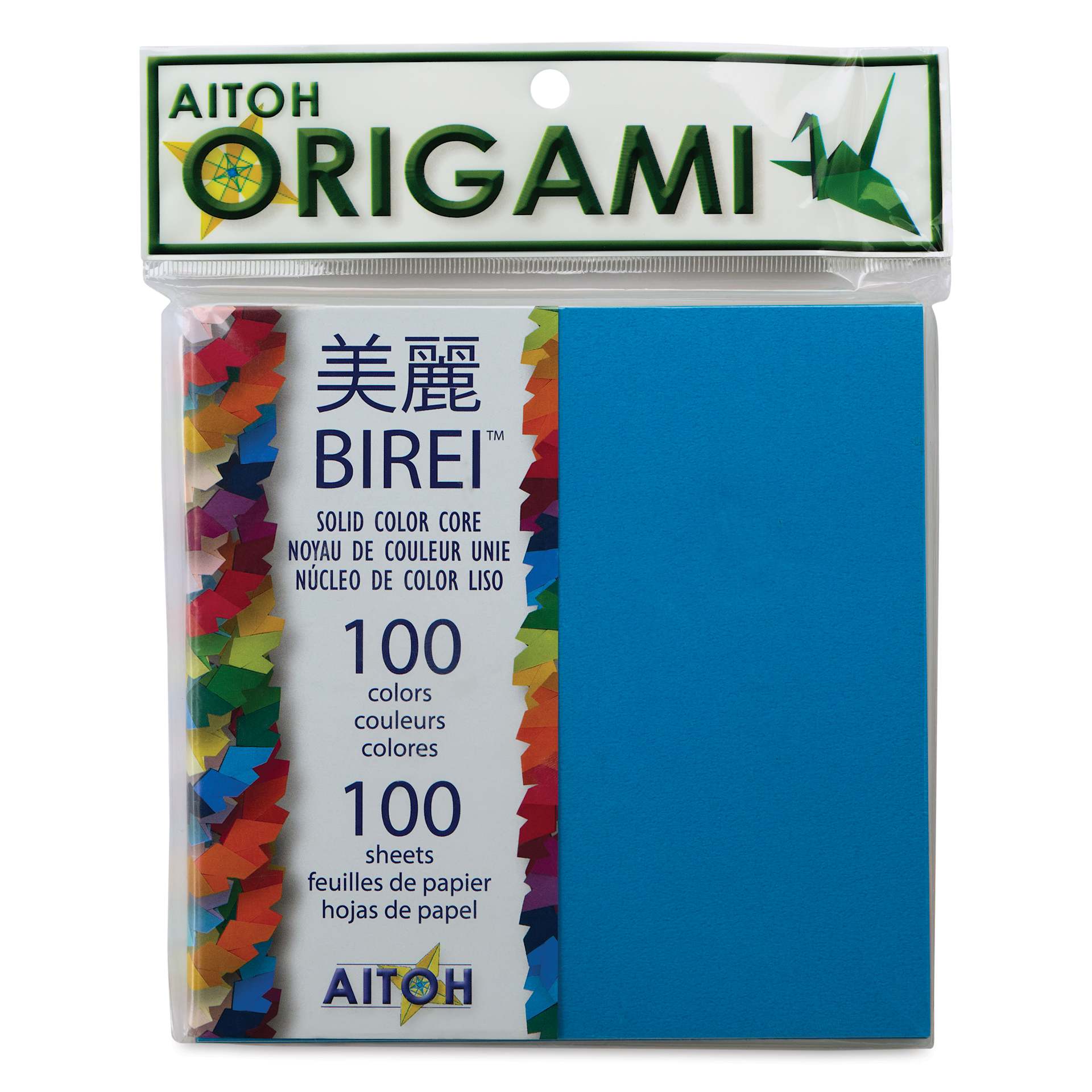 Aitoh Birei Solid Core Origami Paper - 5-7/8" x 5-7/8", Assorted, Pkg of 100, front of package