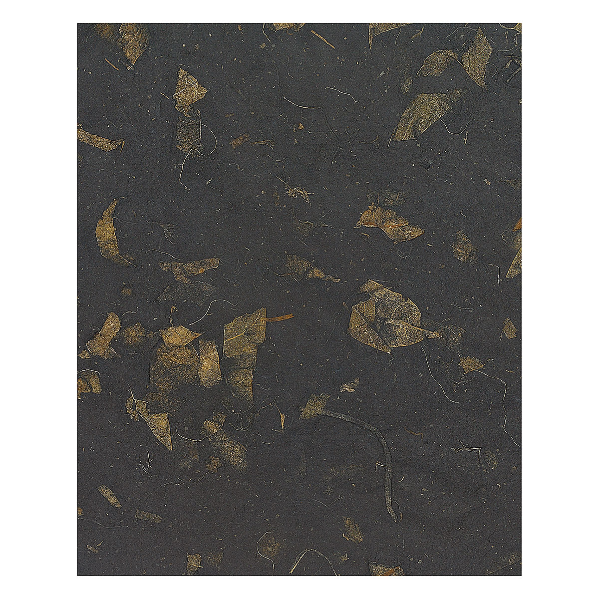Black Ink Thai Mango Paper - Black Mango paper showing leaf inclusion