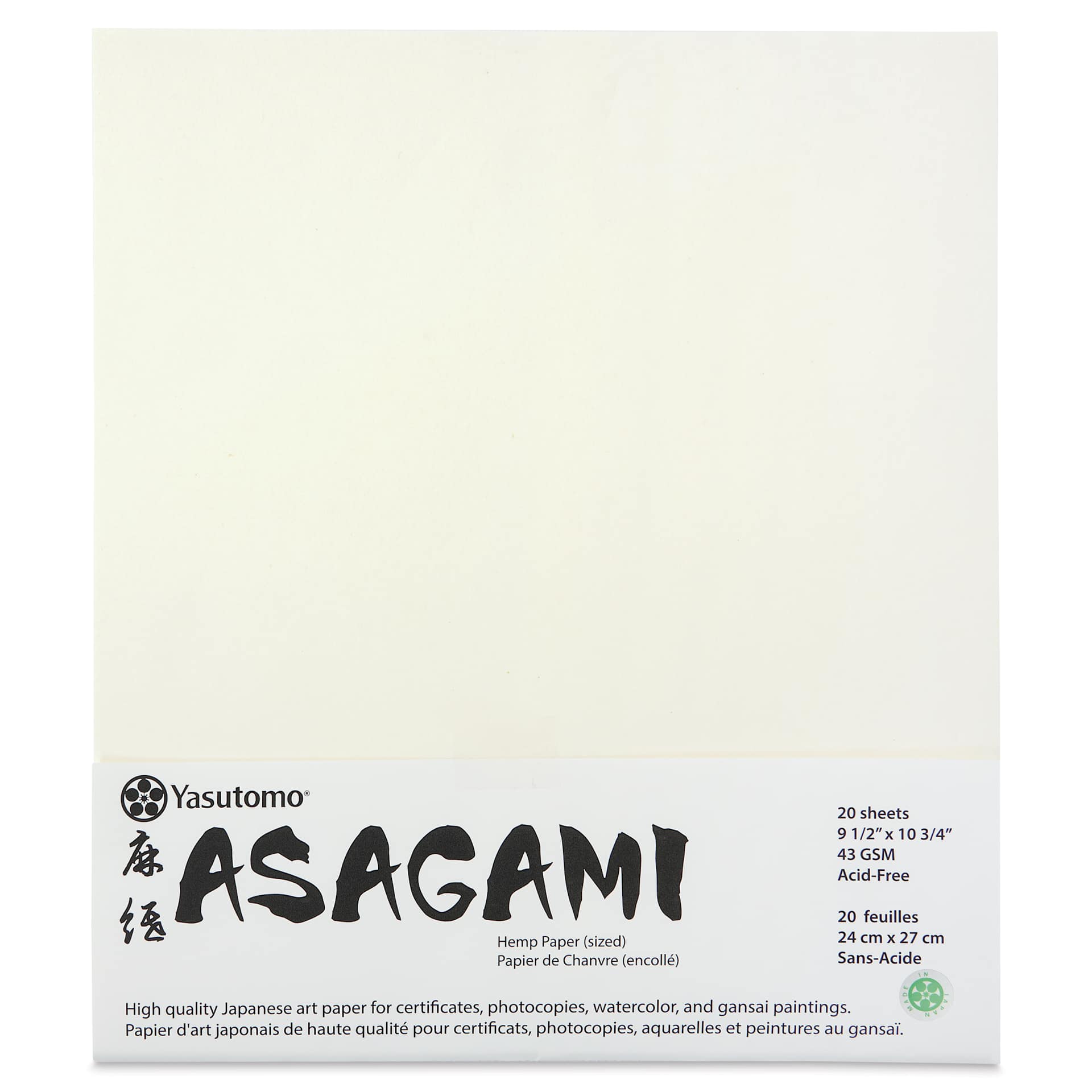 Yasutomo Asagami Paper, front of packaging Yasutomo Asagami Paper, front of packaging