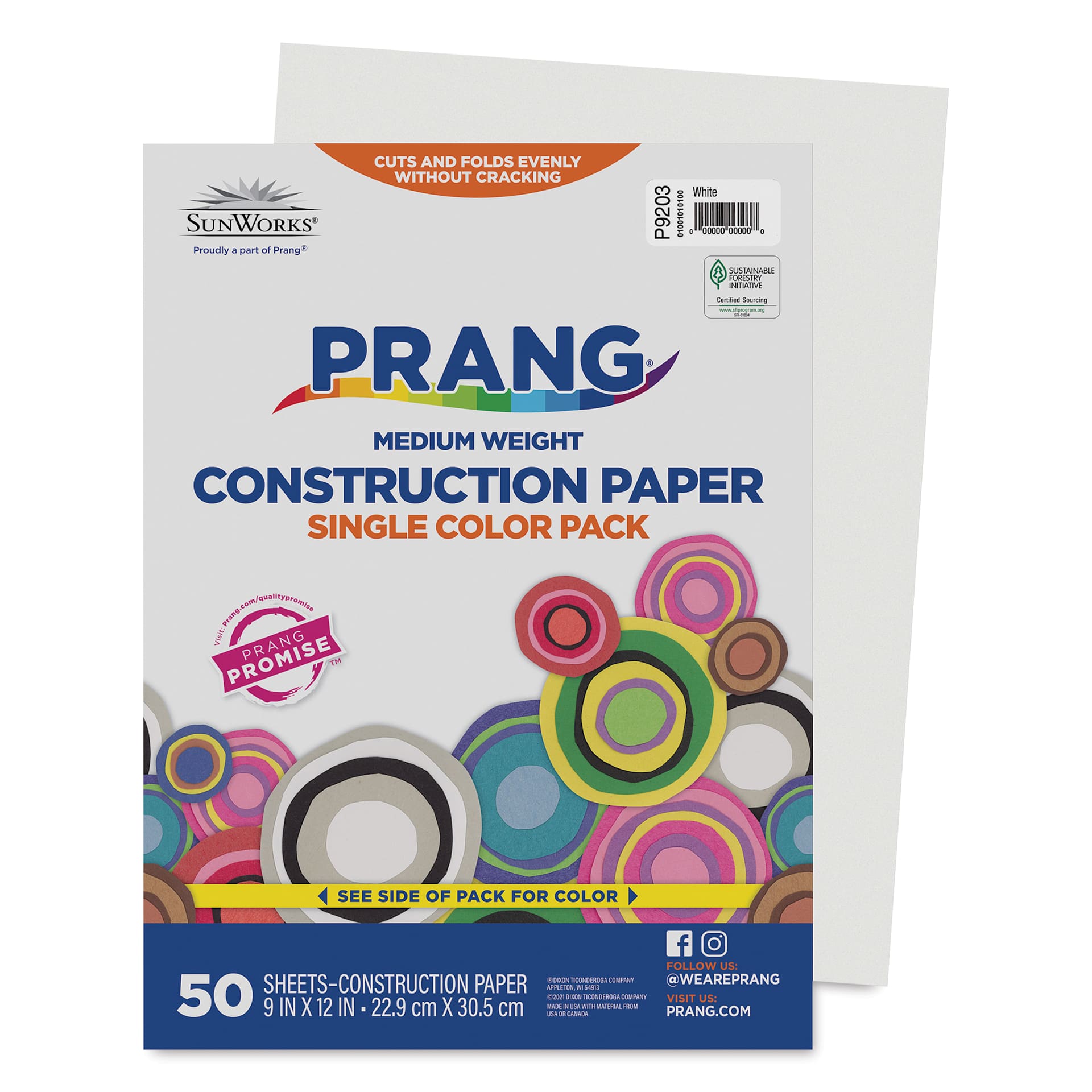 Prang Medium Weight Construction Paper - 9" x 12", White, Pkg of 50 Sheets