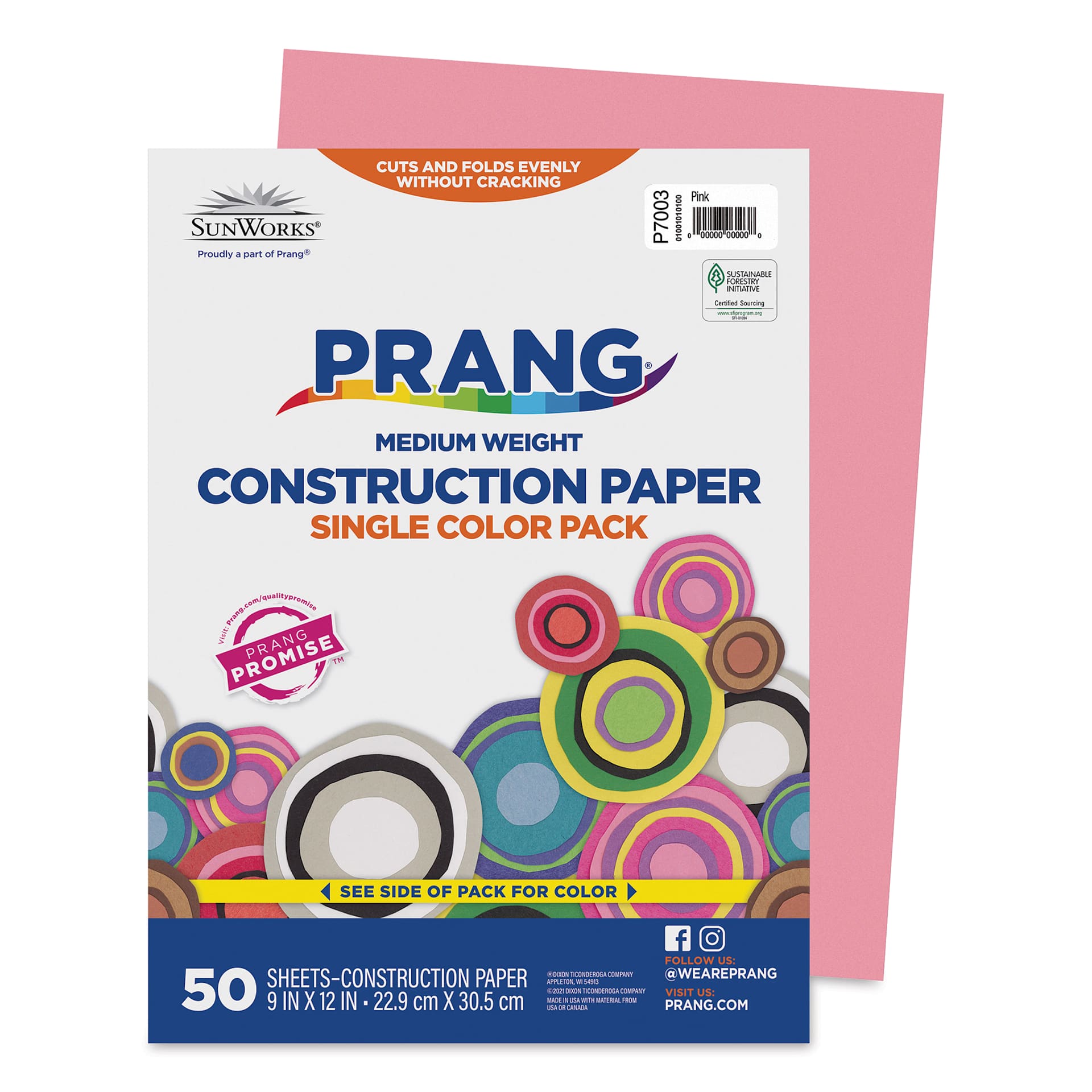 Prang Medium Weight Construction Paper -Pink, 9" x 12", Pkg of 50 Sheets