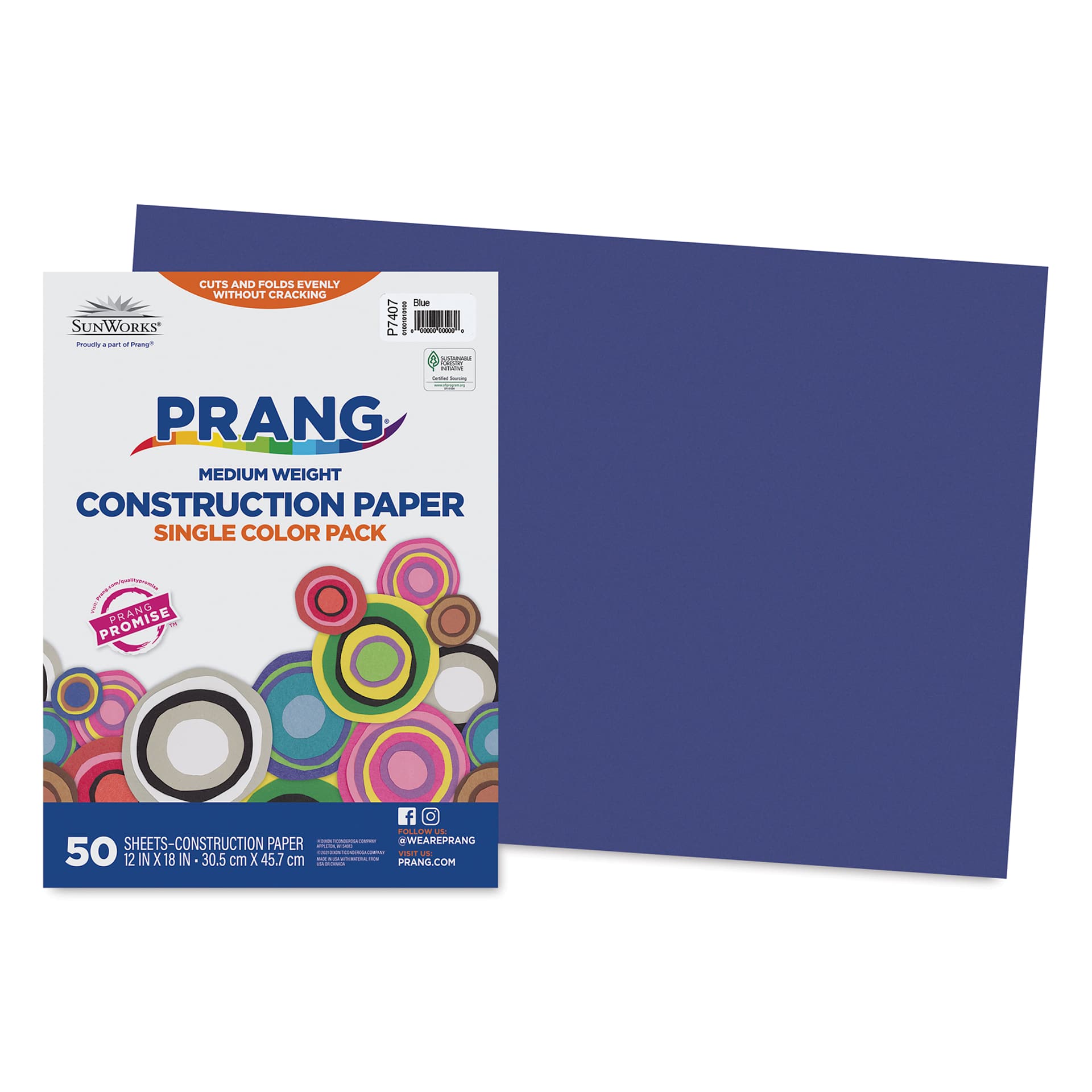 Prang Medium Weight Construction Paper - Blue, 12" x 18", Pkg of 50 Sheets