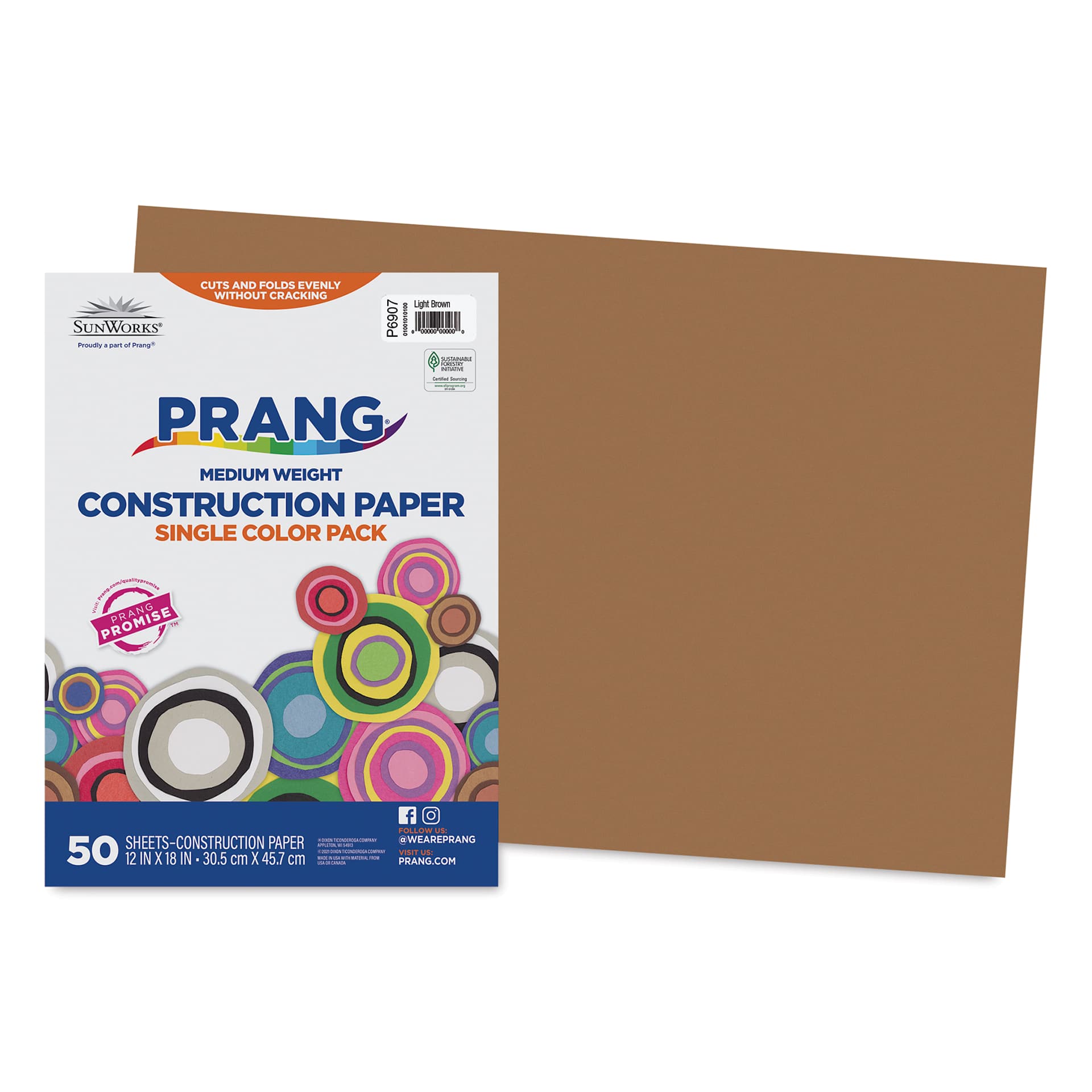Prang Medium Weight Construction Paper - Light Brown, 12" x 18", Pkg of 50 Sheets