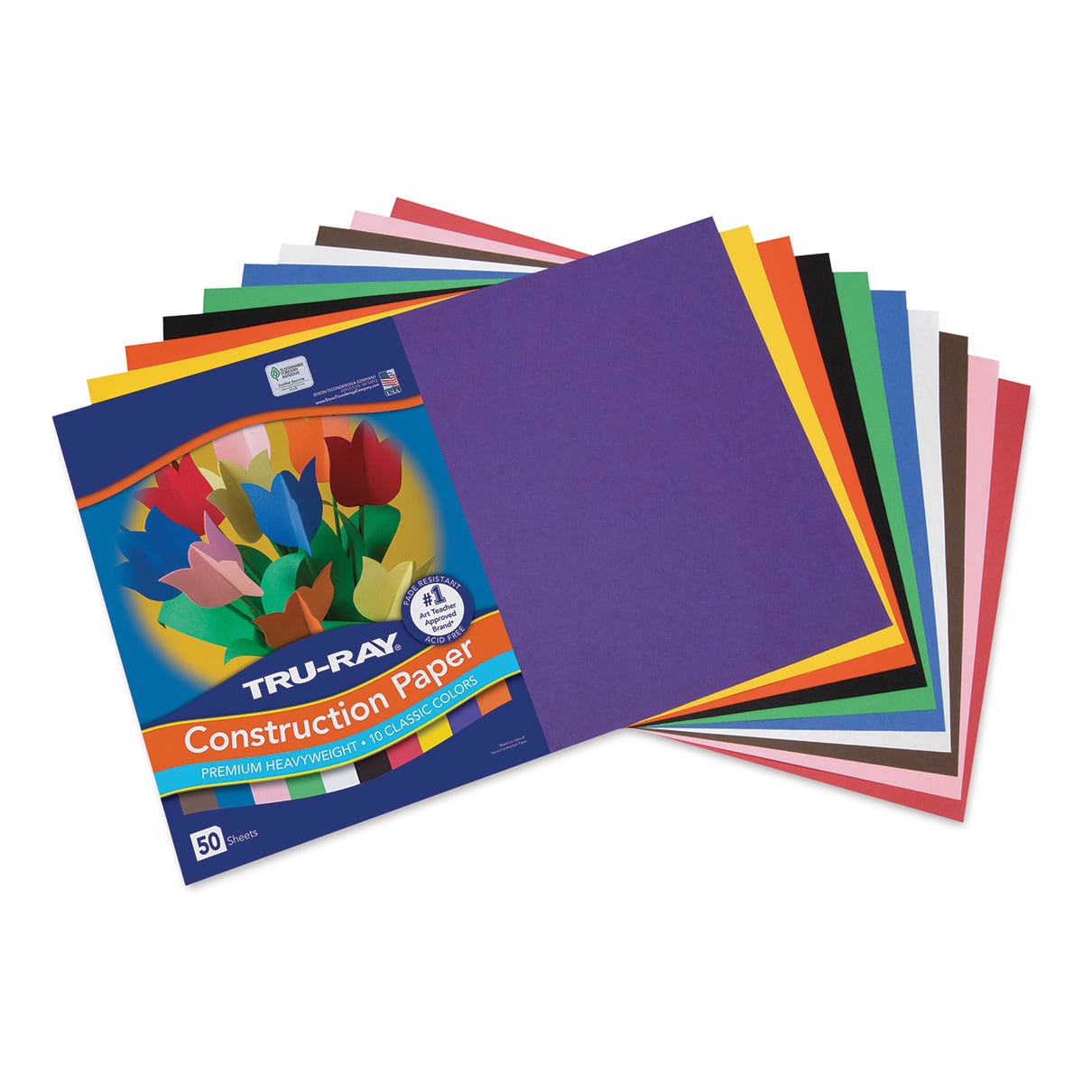 Pacon Tru-Ray Construction Paper - 12" x 18", Assorted, 50 Sheets Pacon Tru-Ray Construction Paper - 12" x 18", Assorted, 50 Sheets