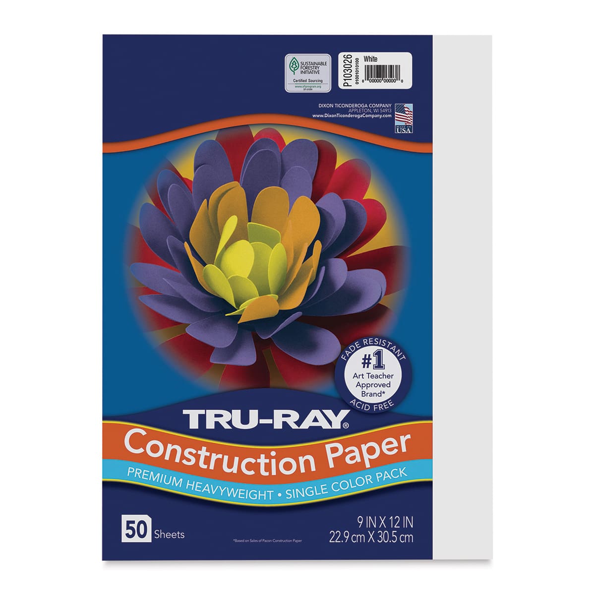 Pacon Tru-Ray Construction Paper - 9" x 12", White, 50 Sheets