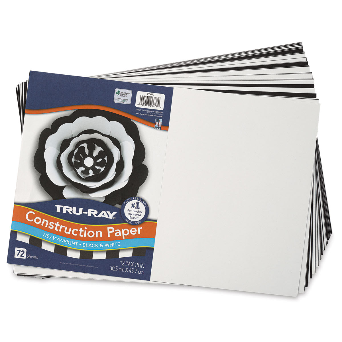 Pacon Tru-Ray Construction Paper - 12" x 18", Black and White, 72 Sheets (with front cover paper) Pacon Tru-Ray Construction Paper - 12" x 18", Black and White, 72 Sheets (with front cover paper)
